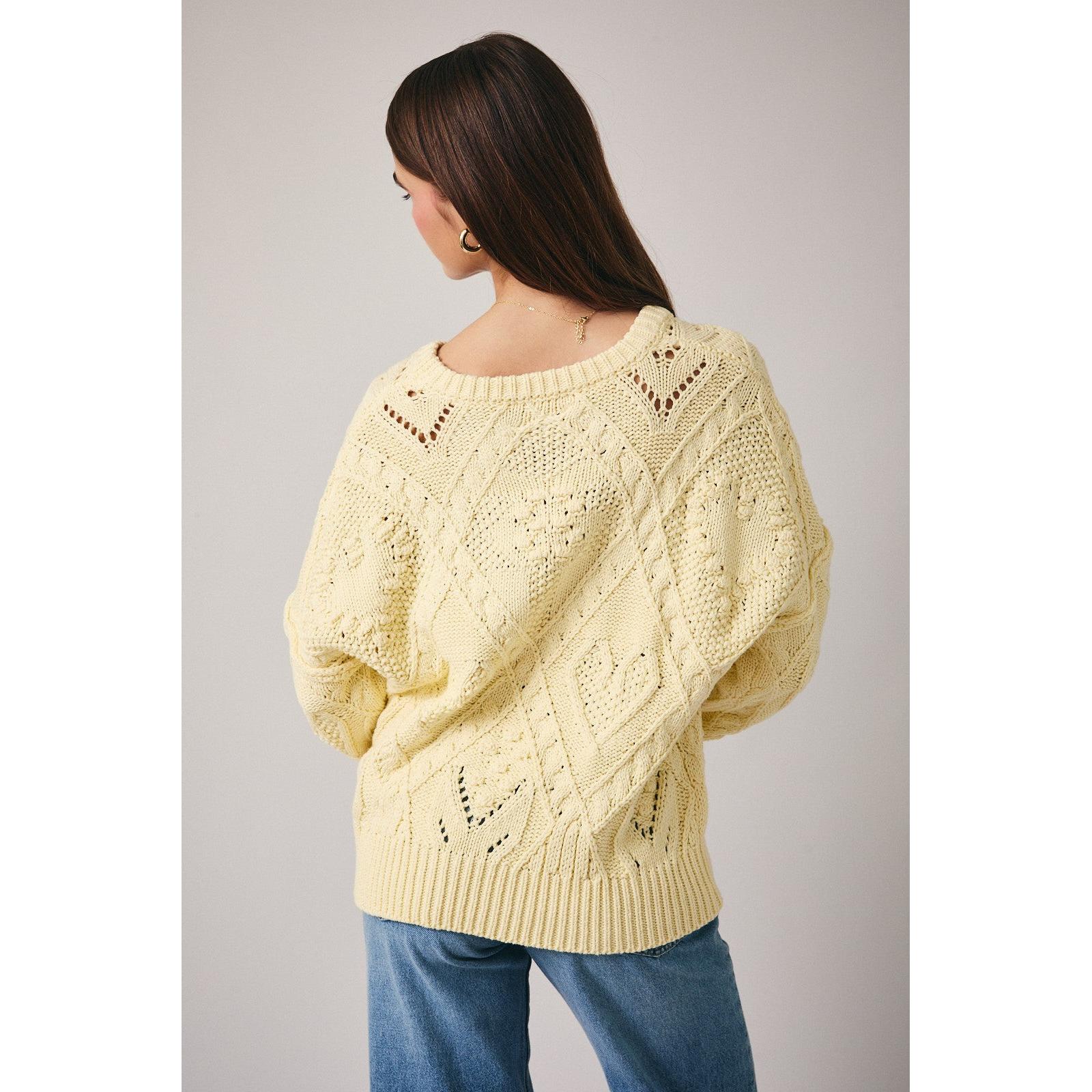 Textured Heart Crewneck Sweater || Butter