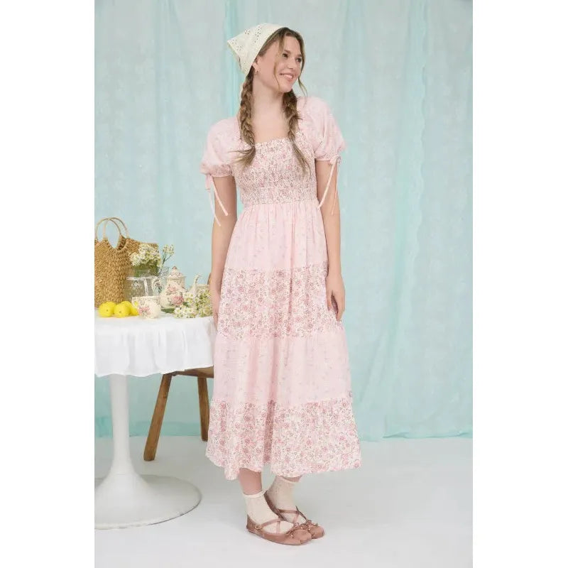 Patchwork floral maxi dress