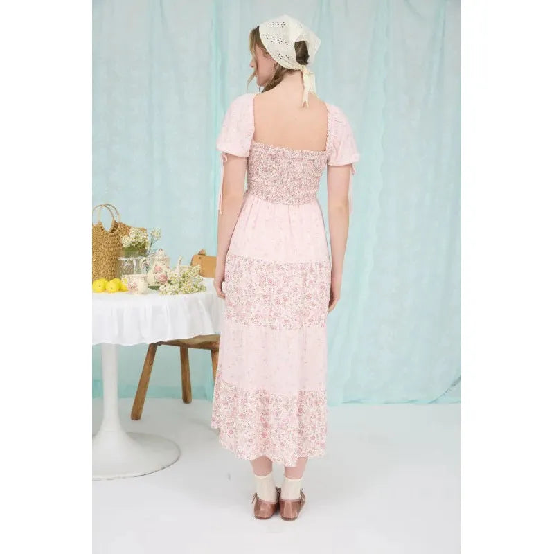 Floral Smocked Puff Sleeve Maxi Dress