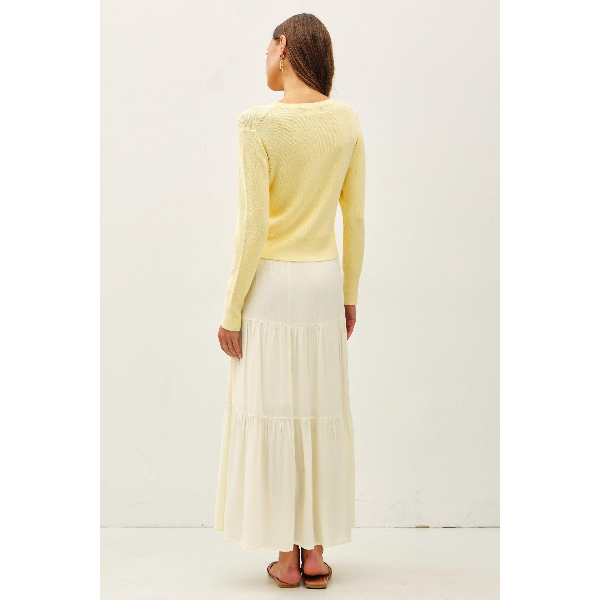 Ribbed Crewneck Cardigan || Yellow