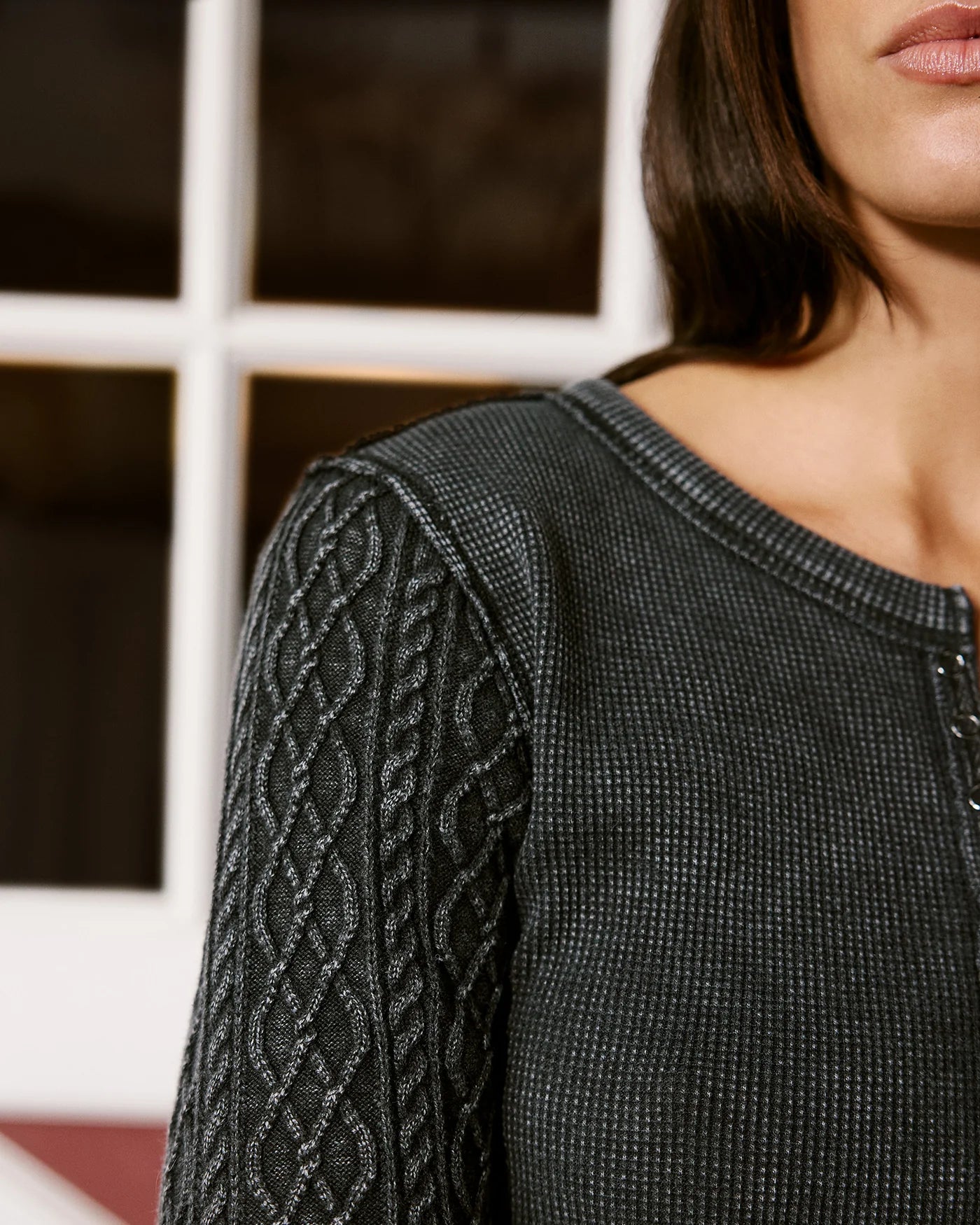 Flag & Athem Hattieville Mixed Media Cable Henley