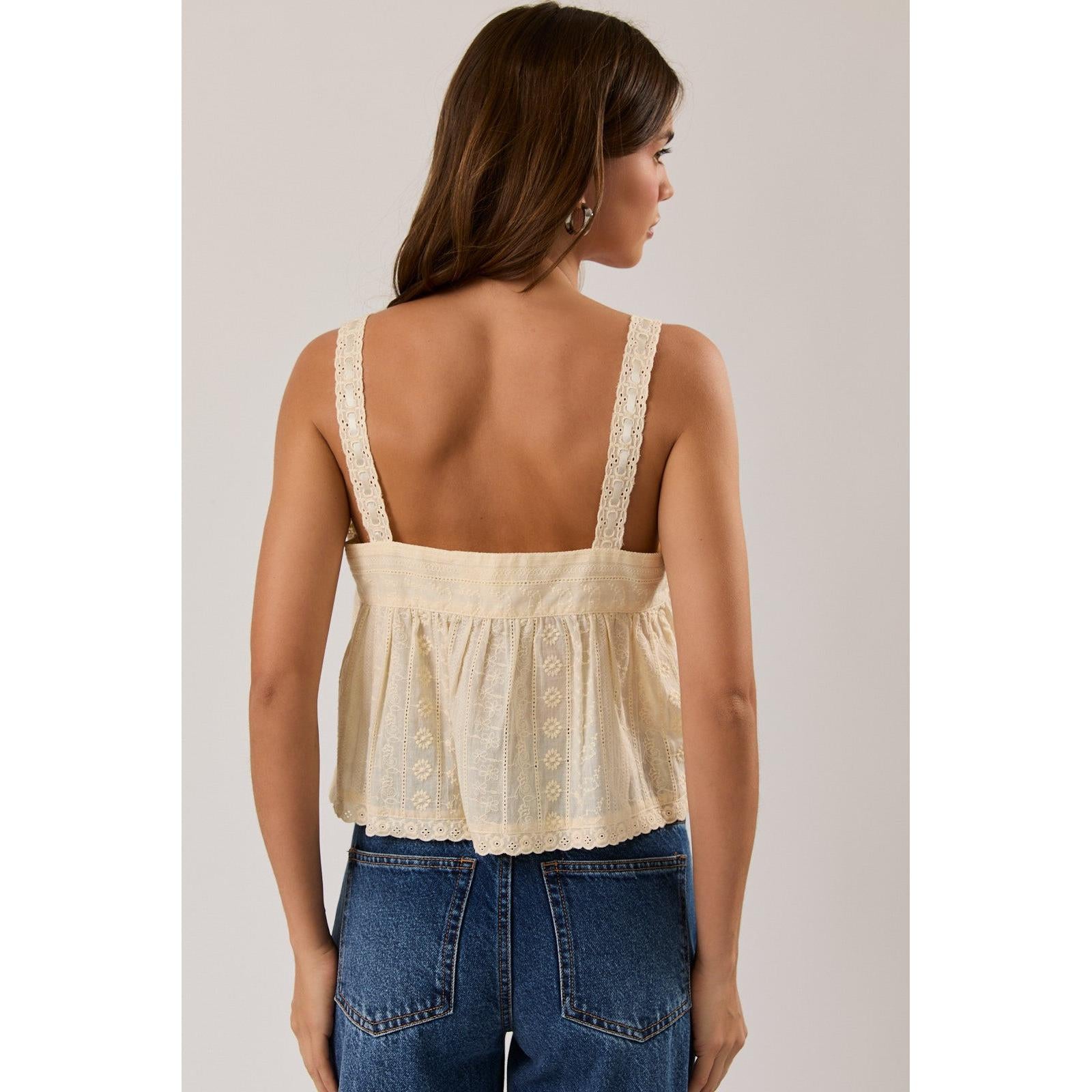 Eyelet Cami ||| Light Yellow
