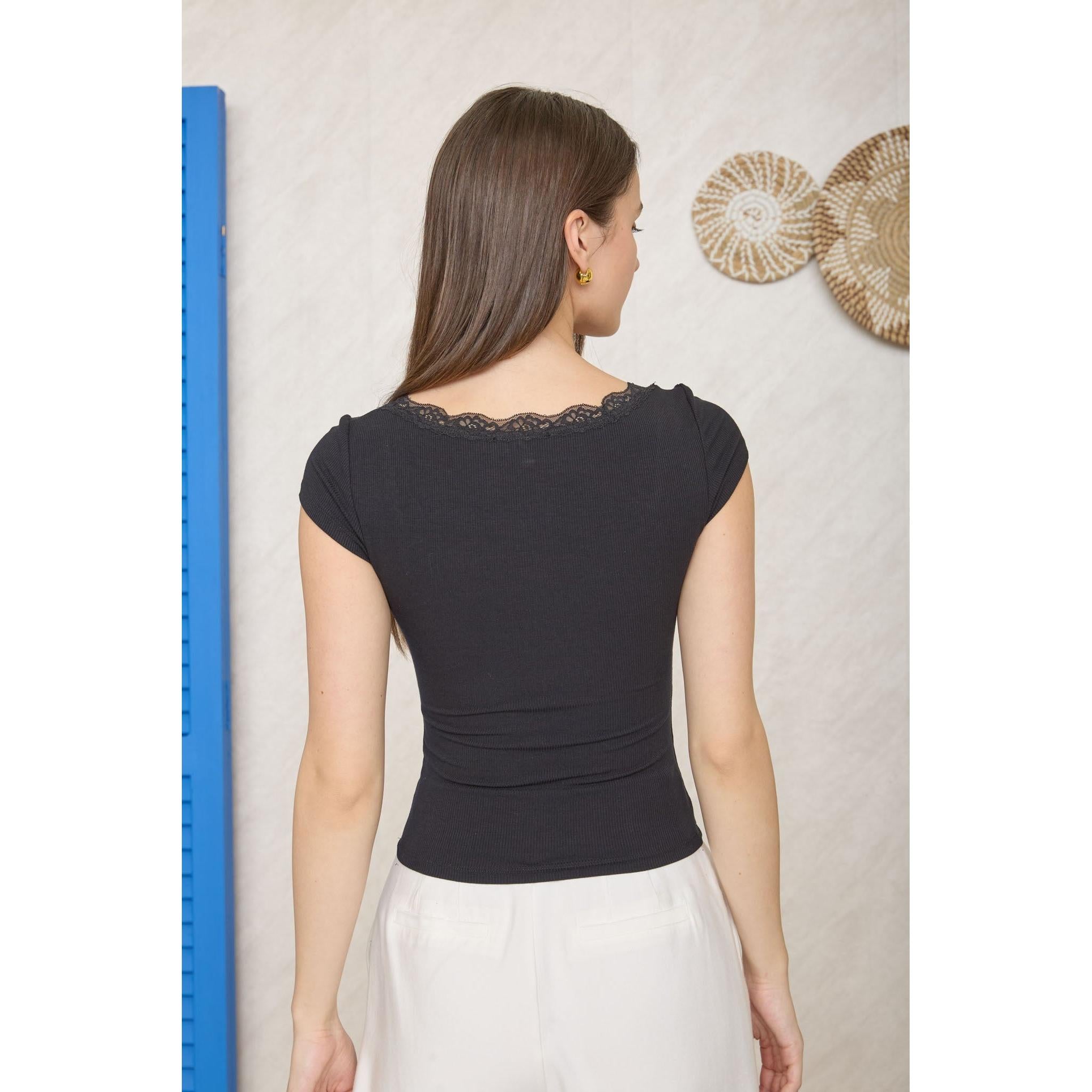 Lace Trim Henley
