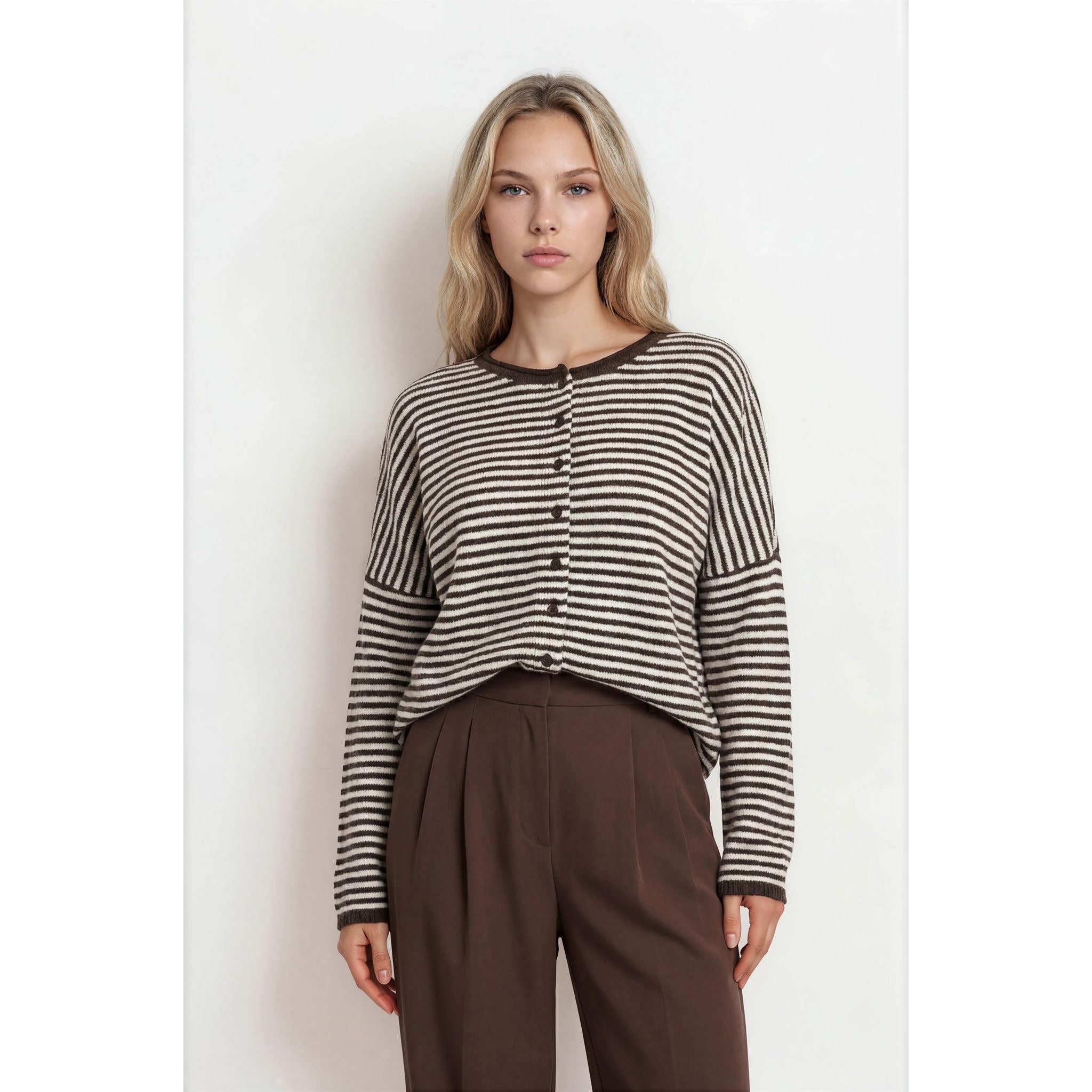 Stripe Button Up Cardigan