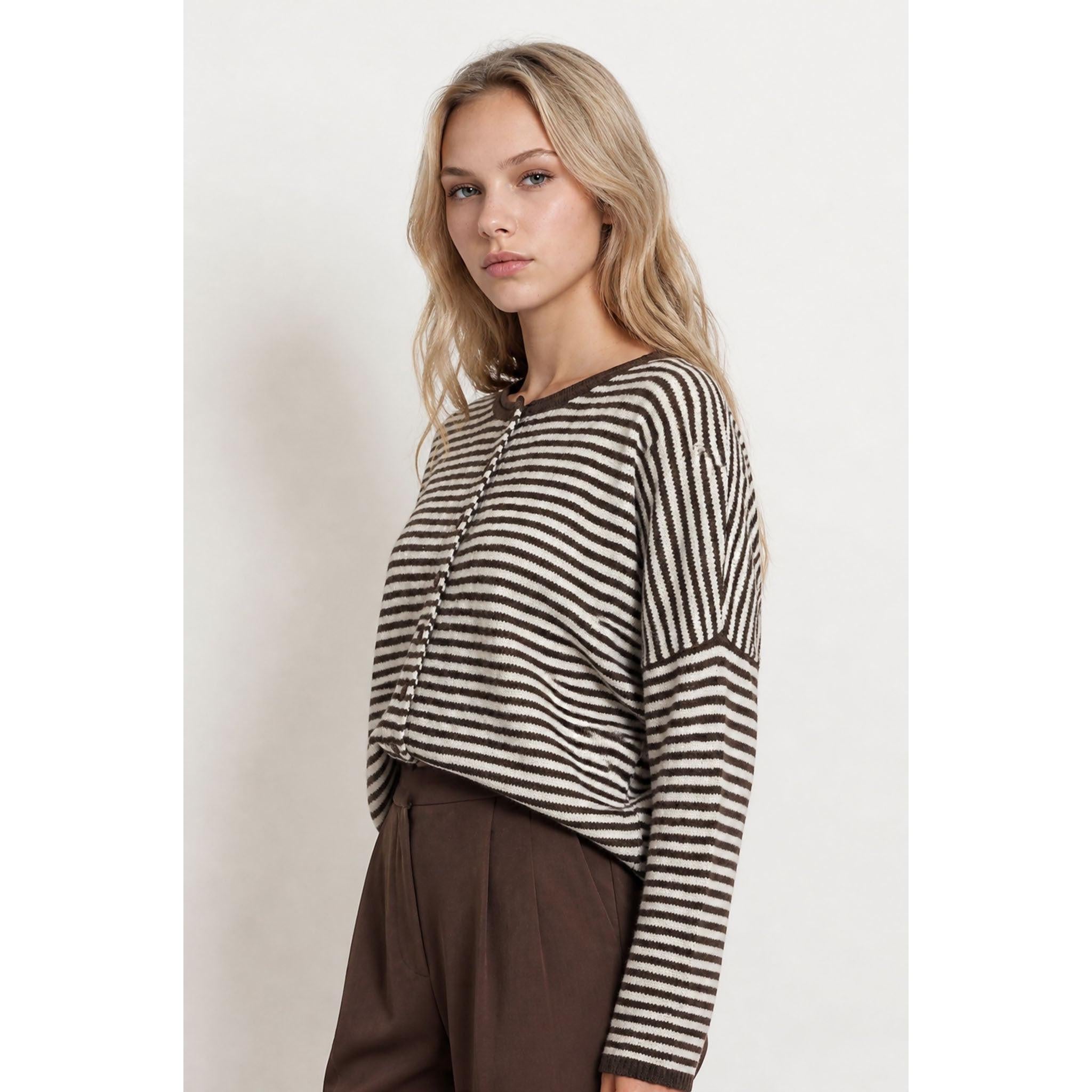 Stripe Button Up Cardigan