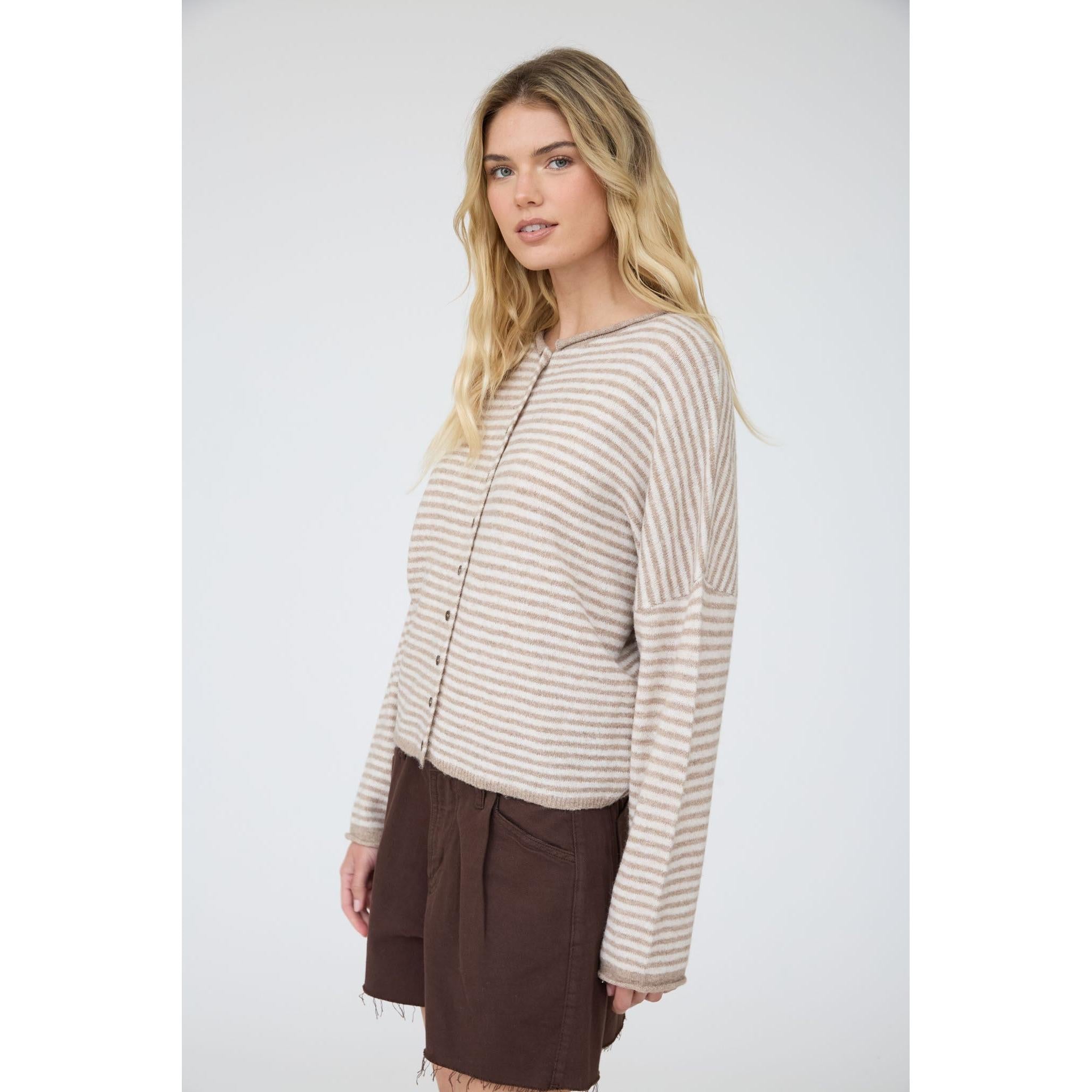 Stripe Button Up Cardigan