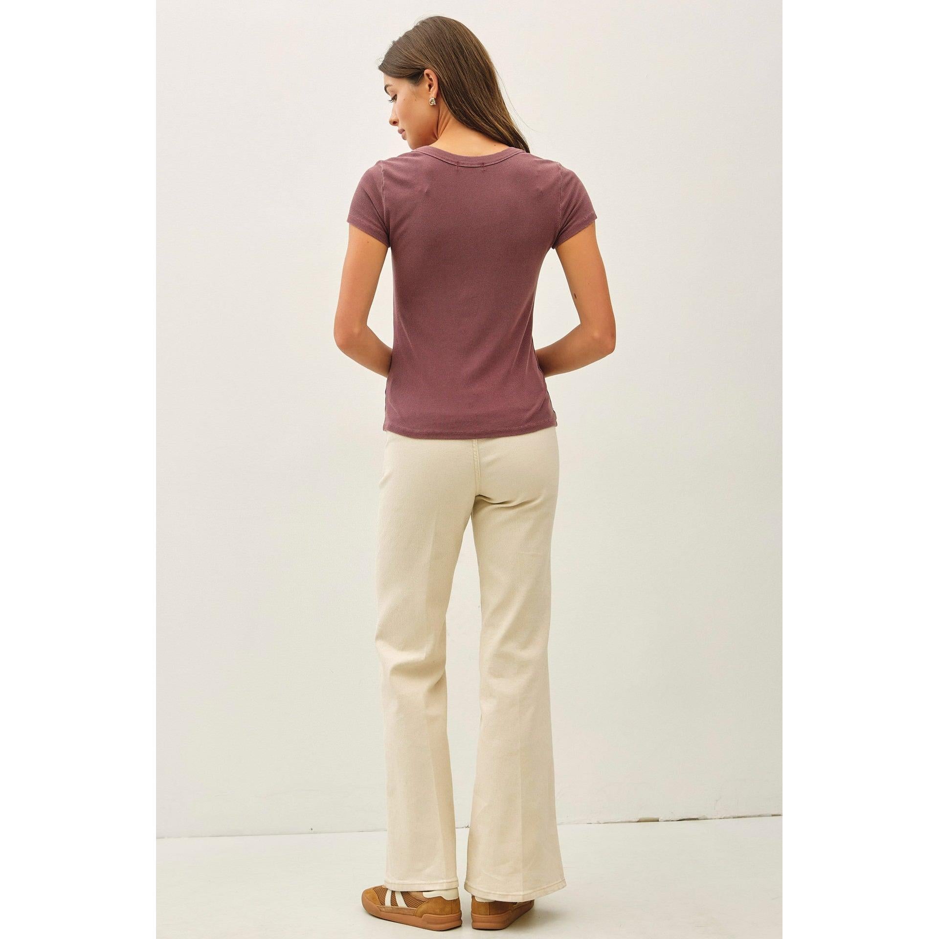 Ribbed scoopneck Tee