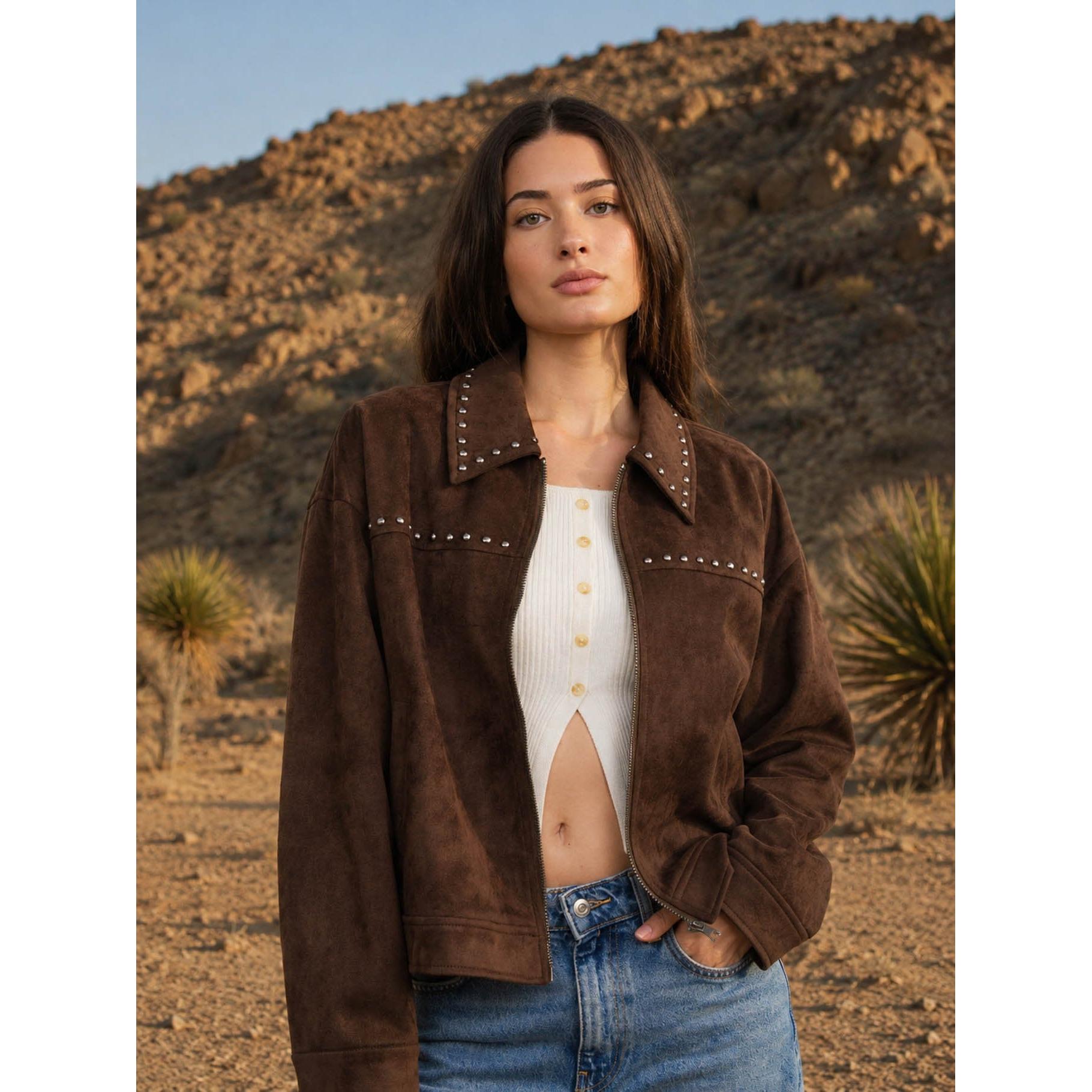 faux suede jacket with studs