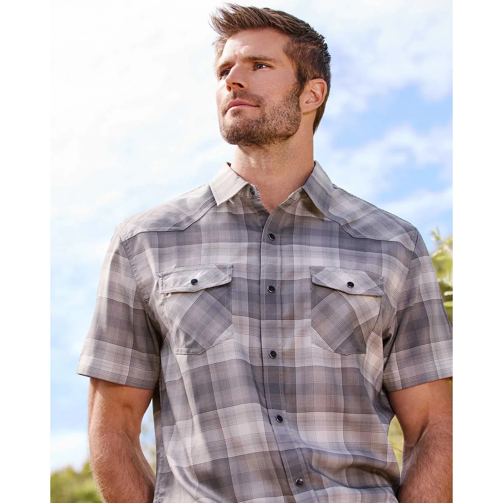 Flag & Anthem Tavares Outdoor Performance Western Shirt || Grey/Charcoal