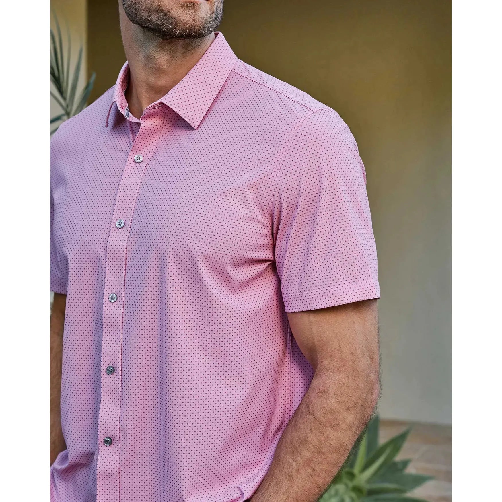 Flag & Anthem Campton Dot Print Performance Commuter Shirt || Pink
