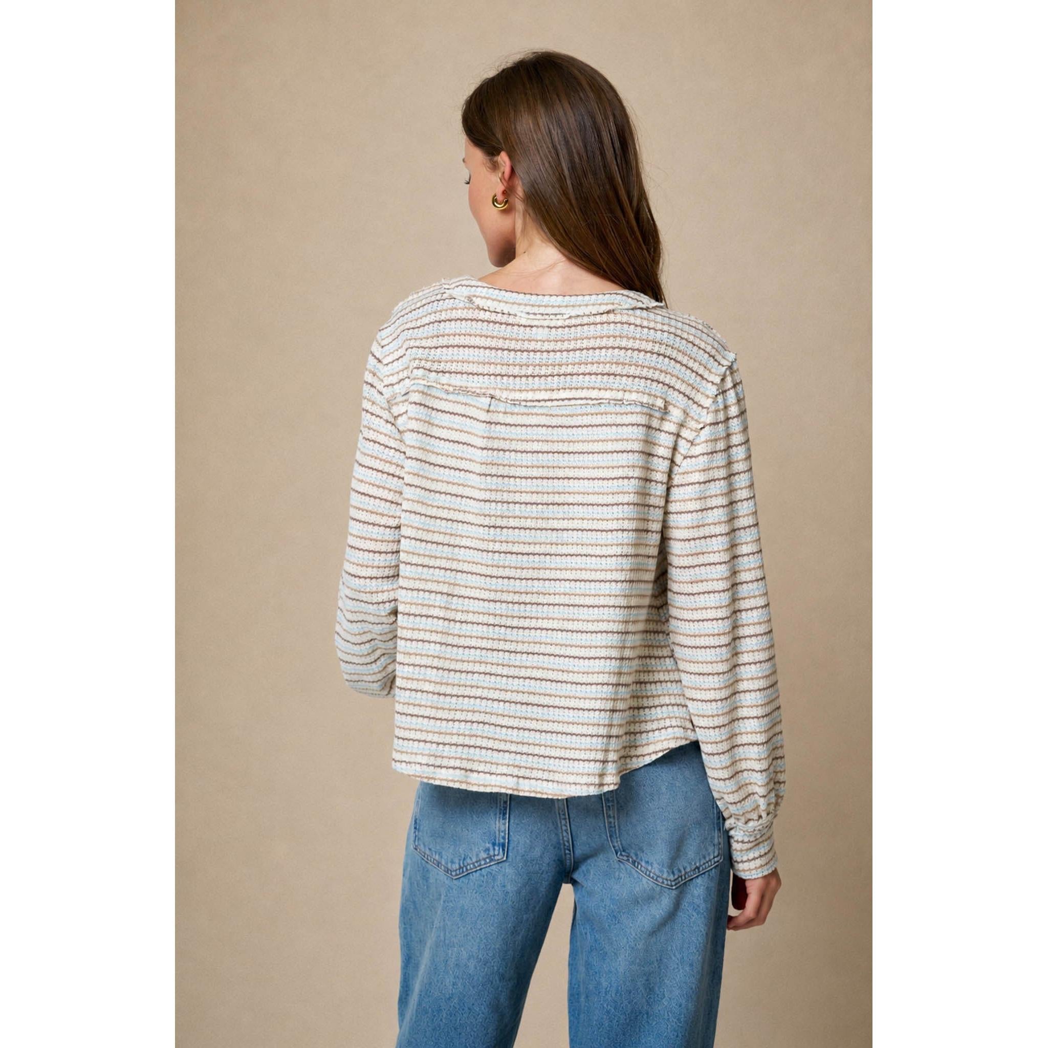 Stripe Long Sleeve Kit Top || Light Blue