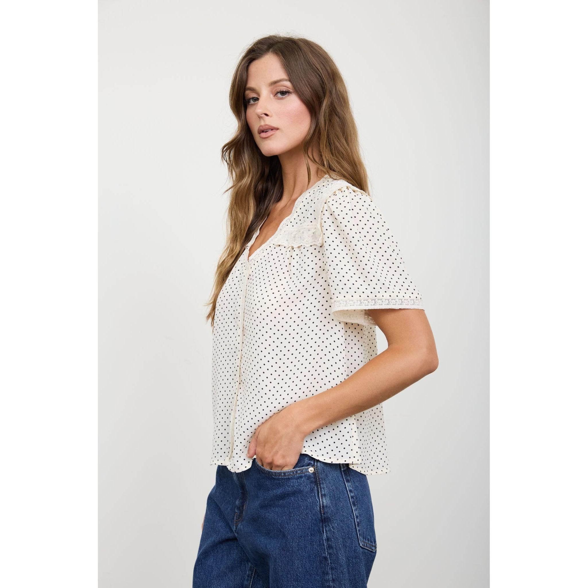 Polka Dot Lace Trim Top