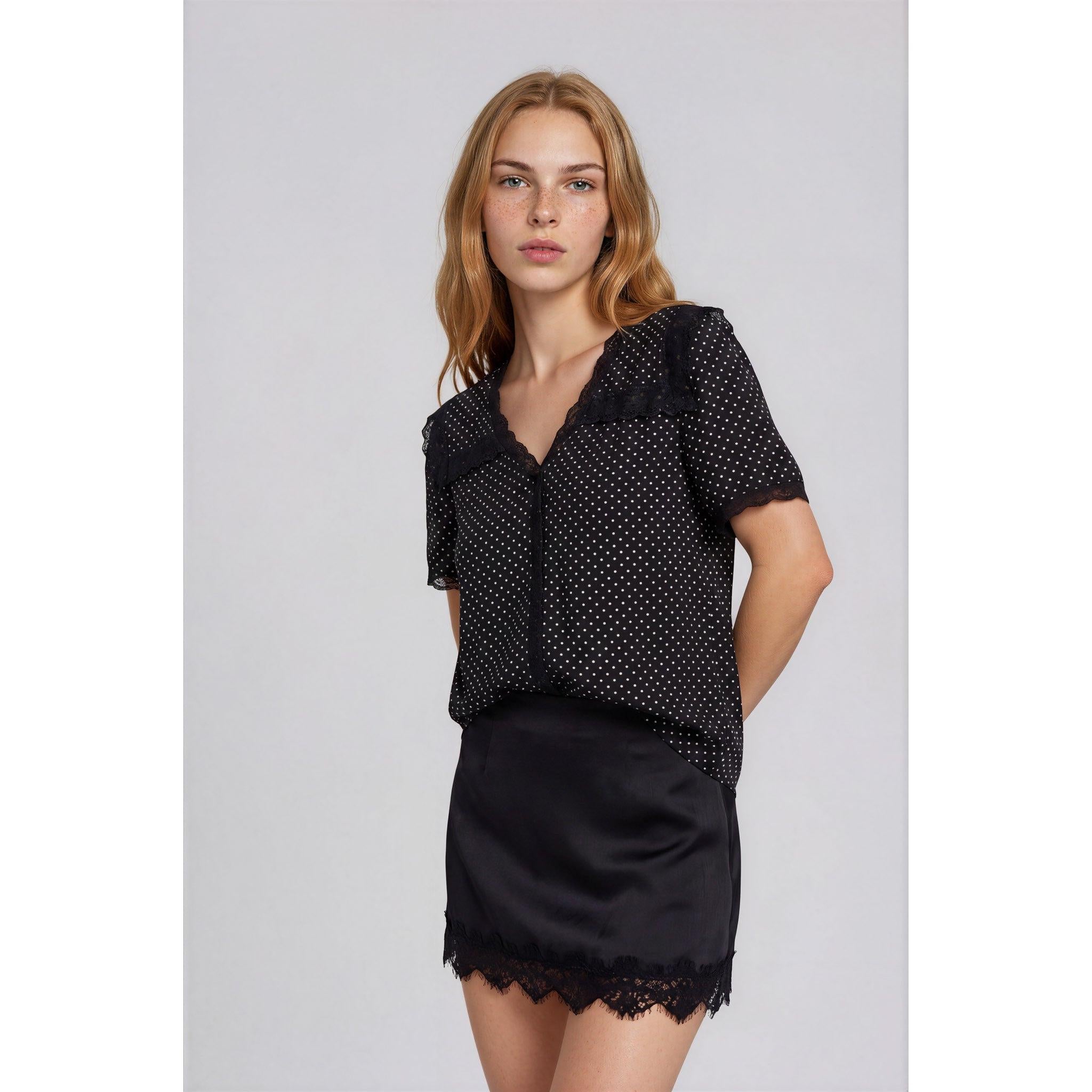 Polka Dot Lace Trim Top