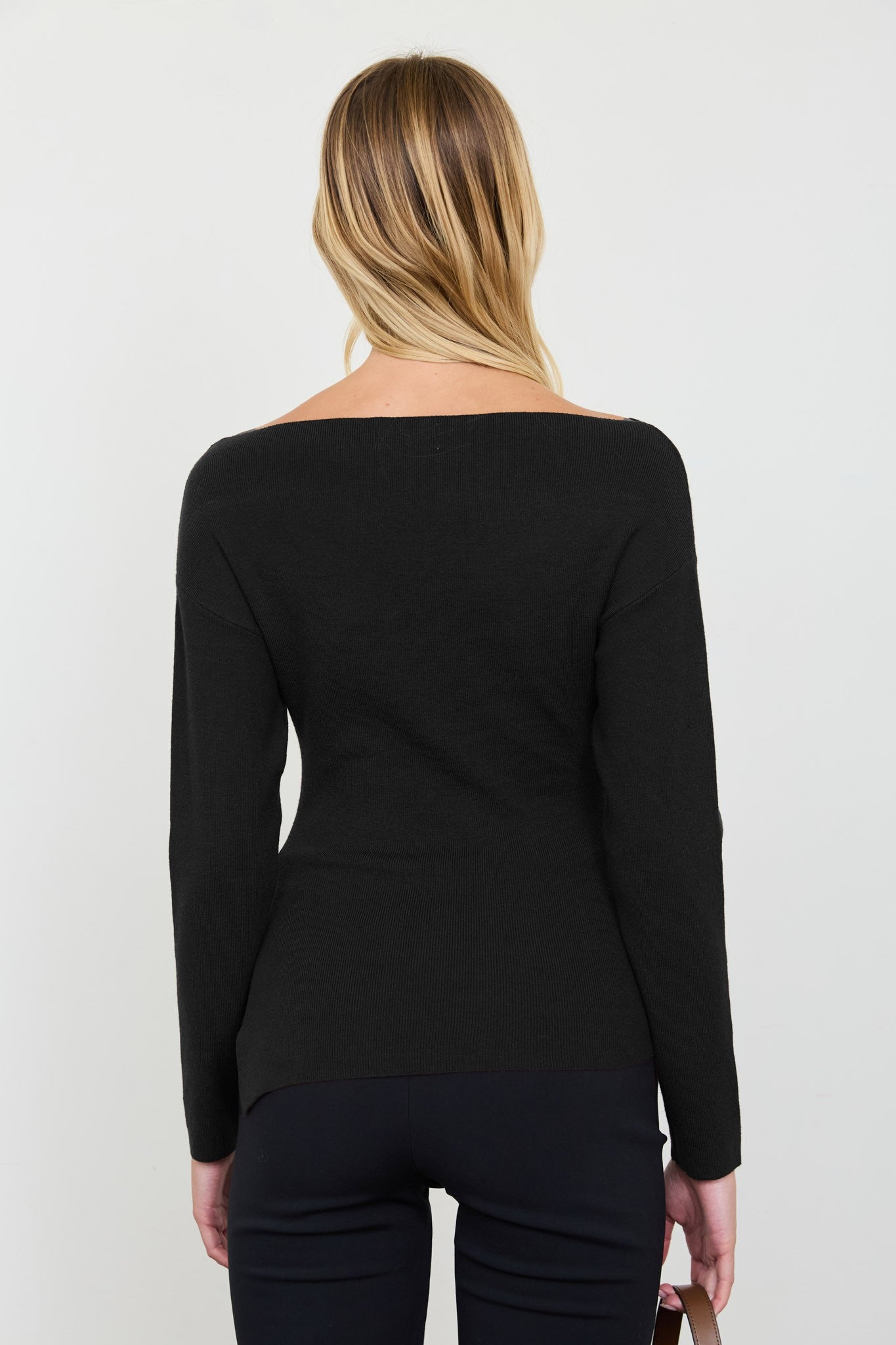 Boat neck Knit Sweater || Black