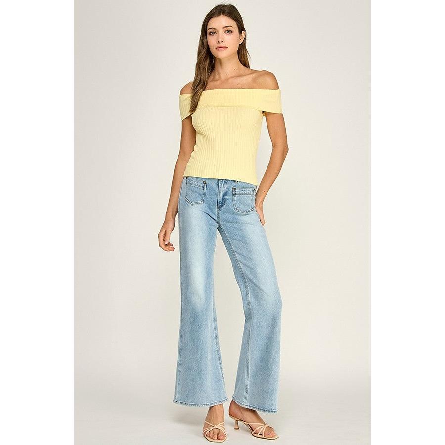 Ribbed off shoulder Top || Butter