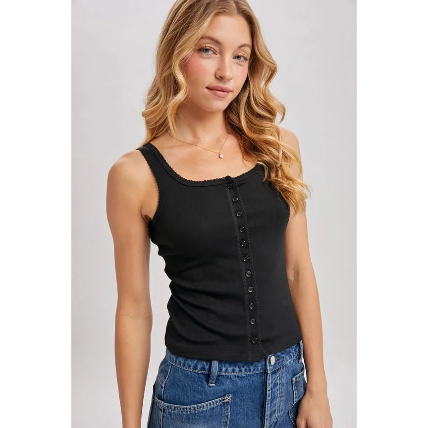 black button up tank