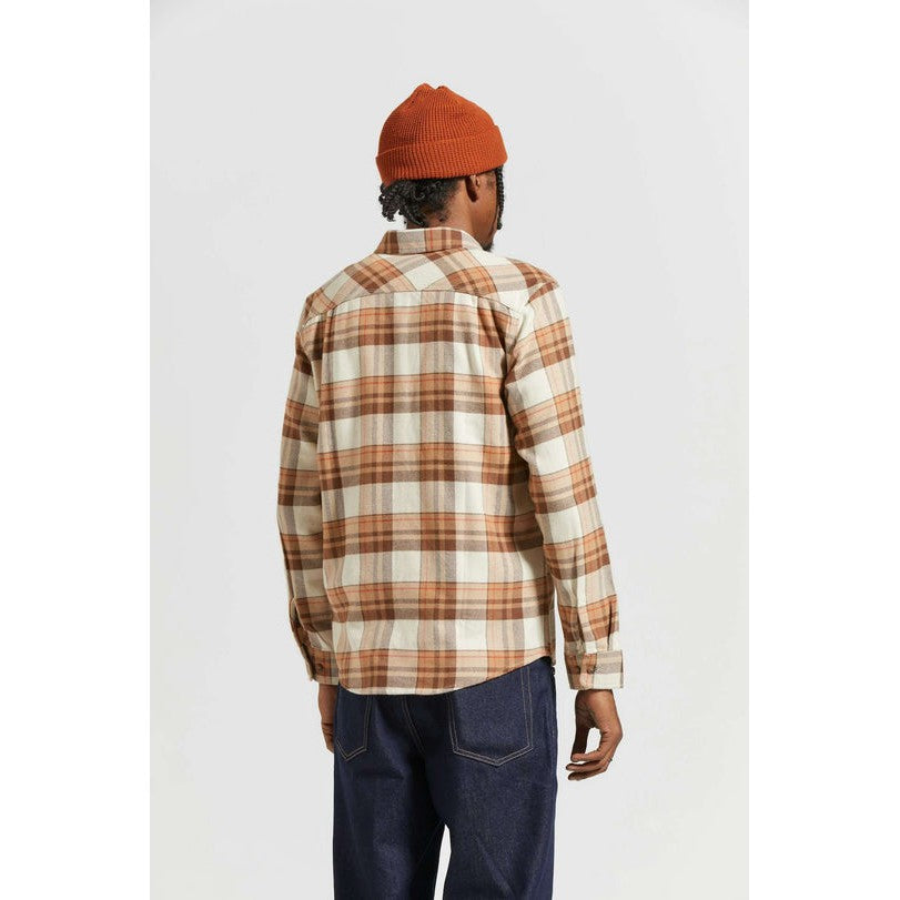 Brixton Bowery Flannel || White Cap/Pine Cone Brown