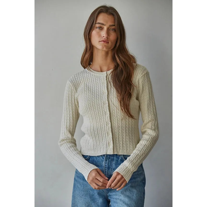 cream button up cardigan
