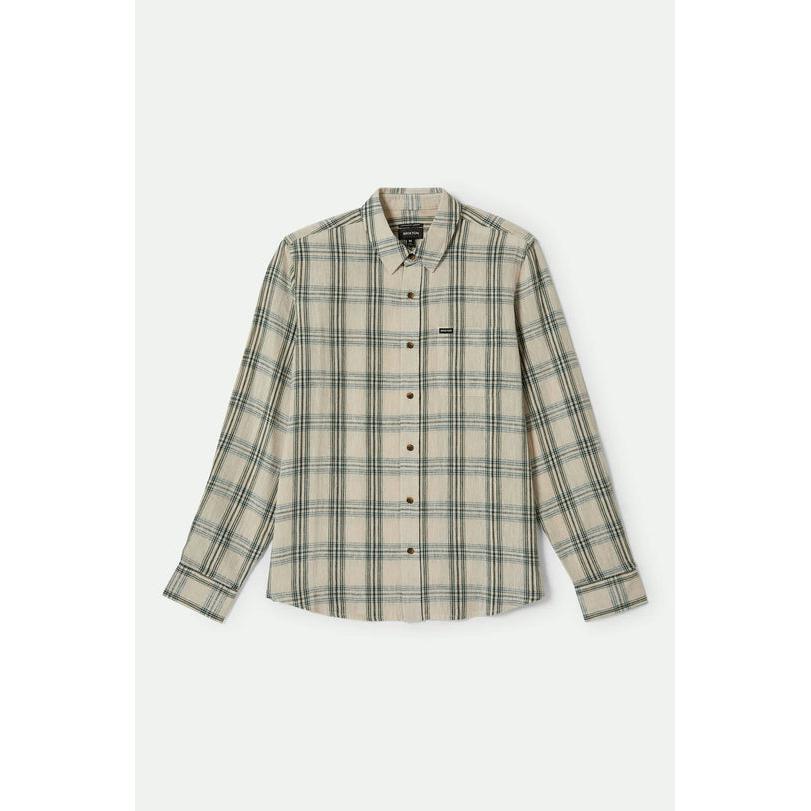 Brixton Charter Linen Blend Woven || Off White/Ivy Green Plaid