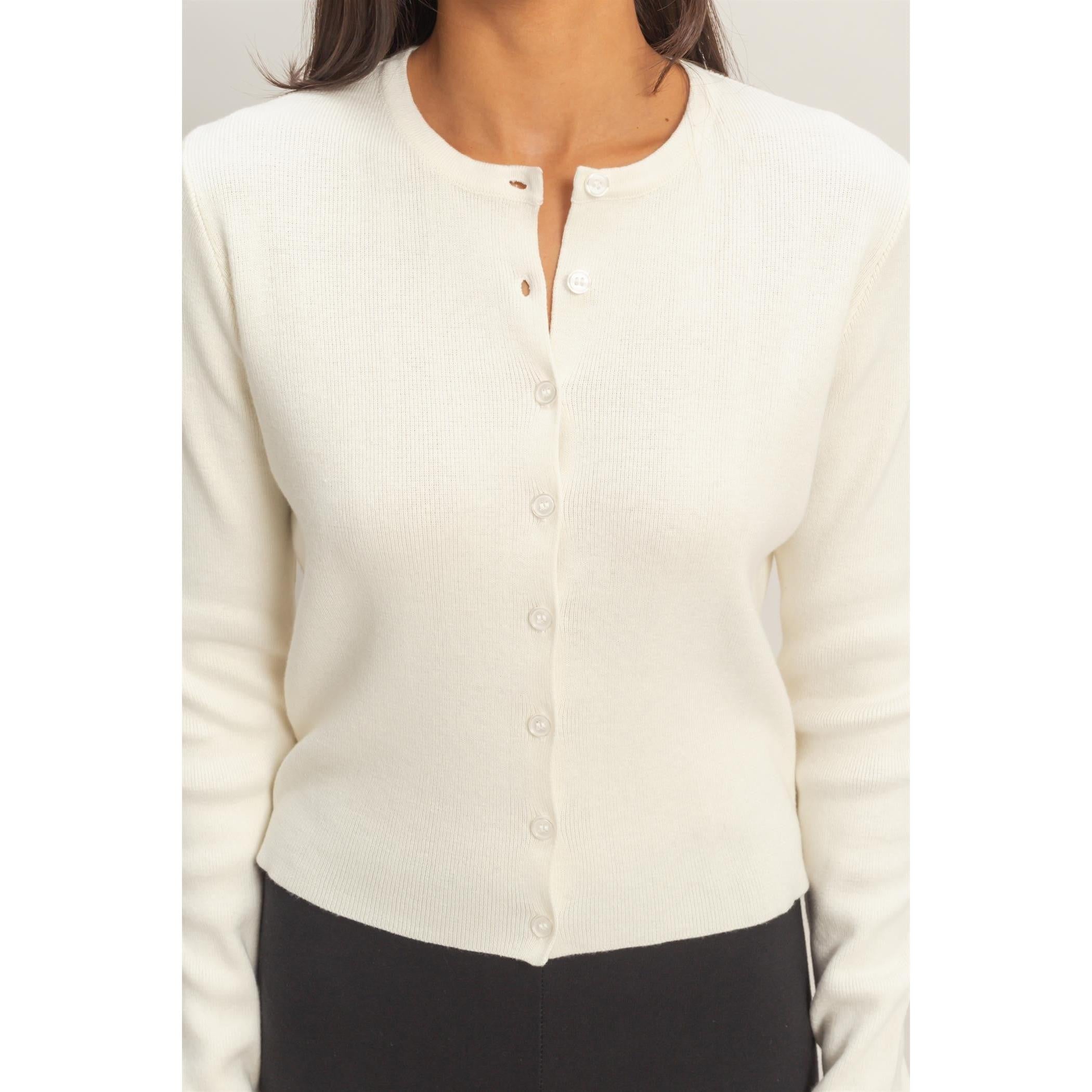 Long Sleeve Ribbed Cardigan