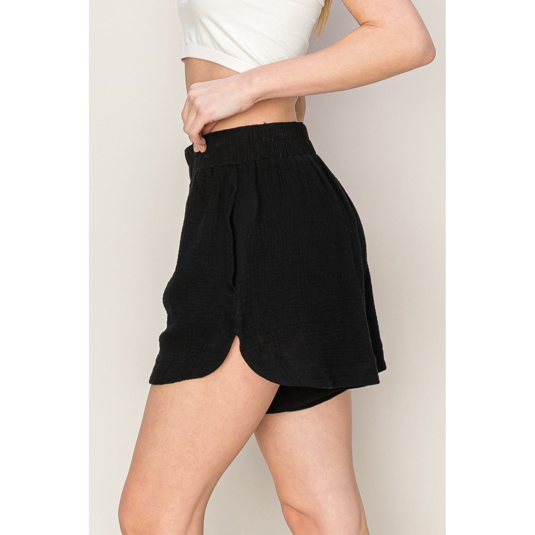 Cotton Guaze Shorts || Black