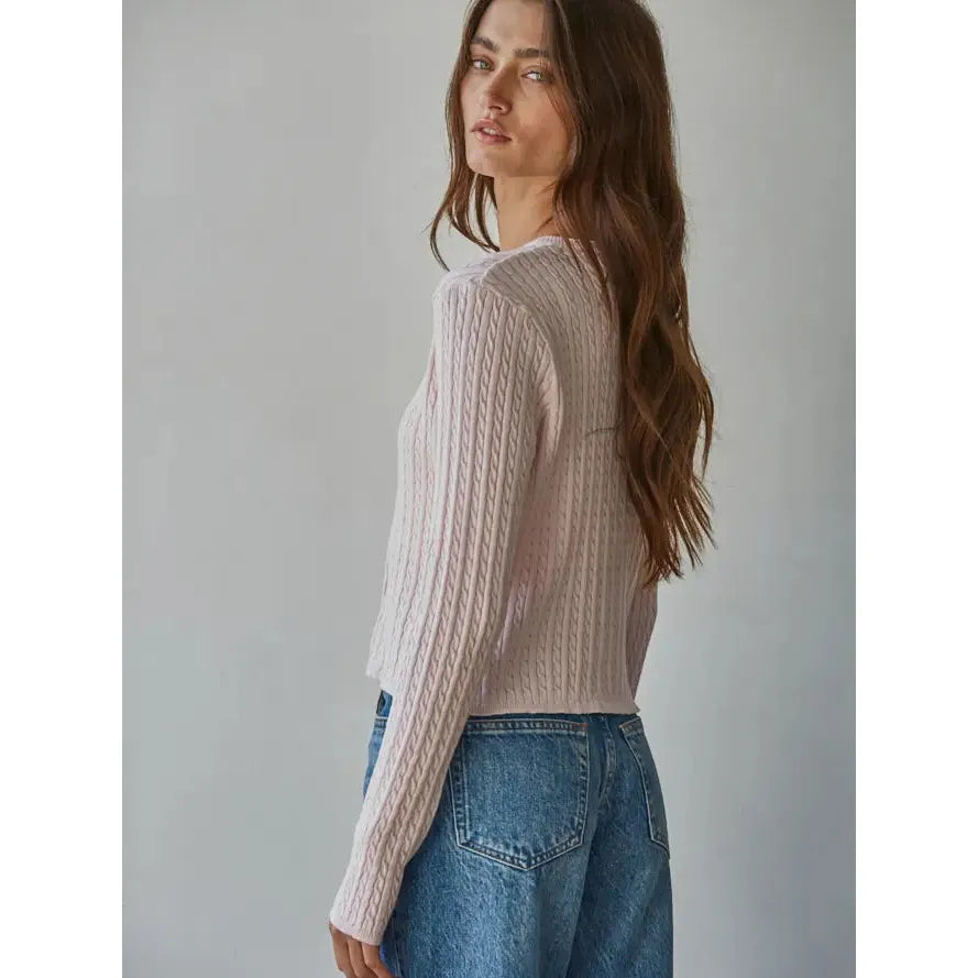 Cable Caridgan || Pink
