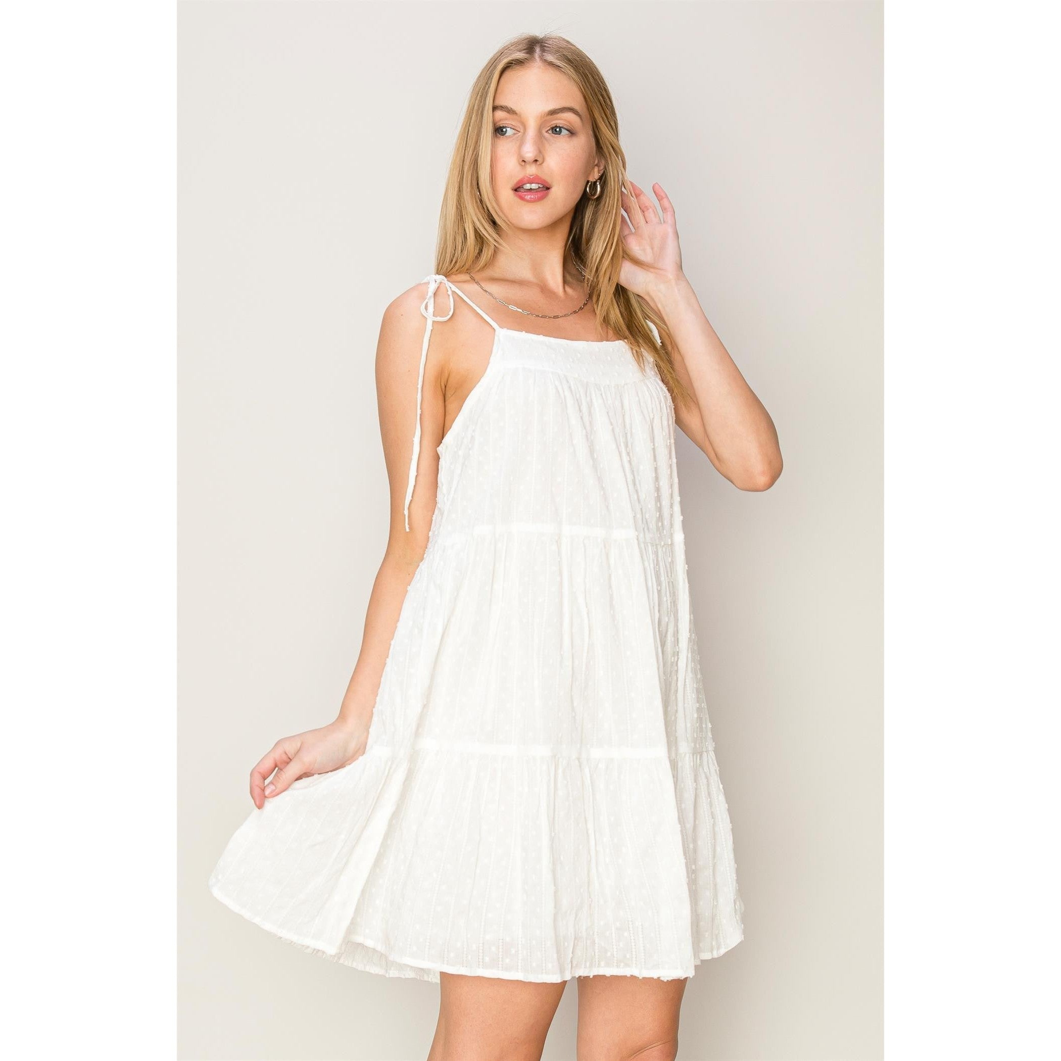 Textured Dress || White