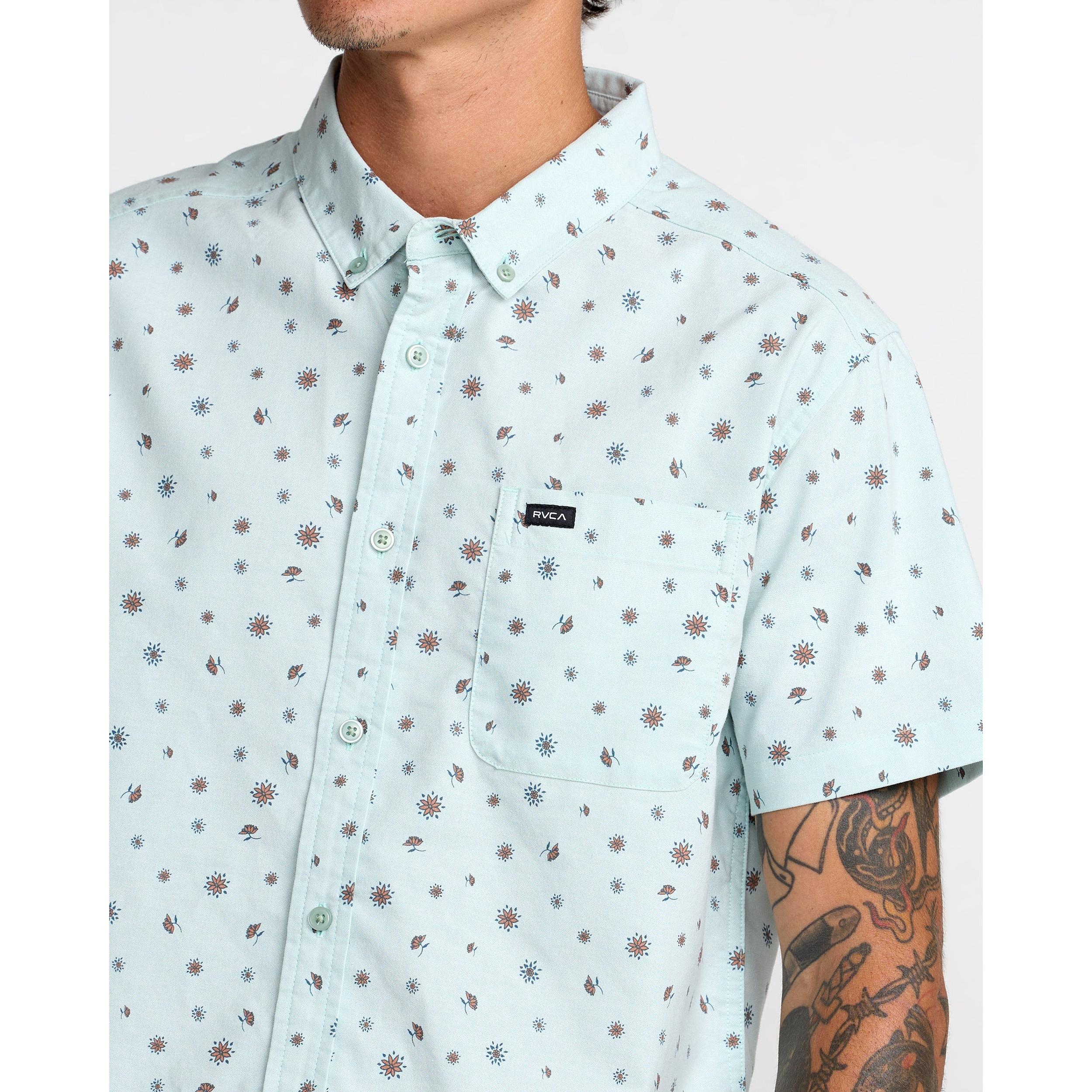 RVCA That'll Do Print Short Sleeve Shirt, Blue Haze, XXL