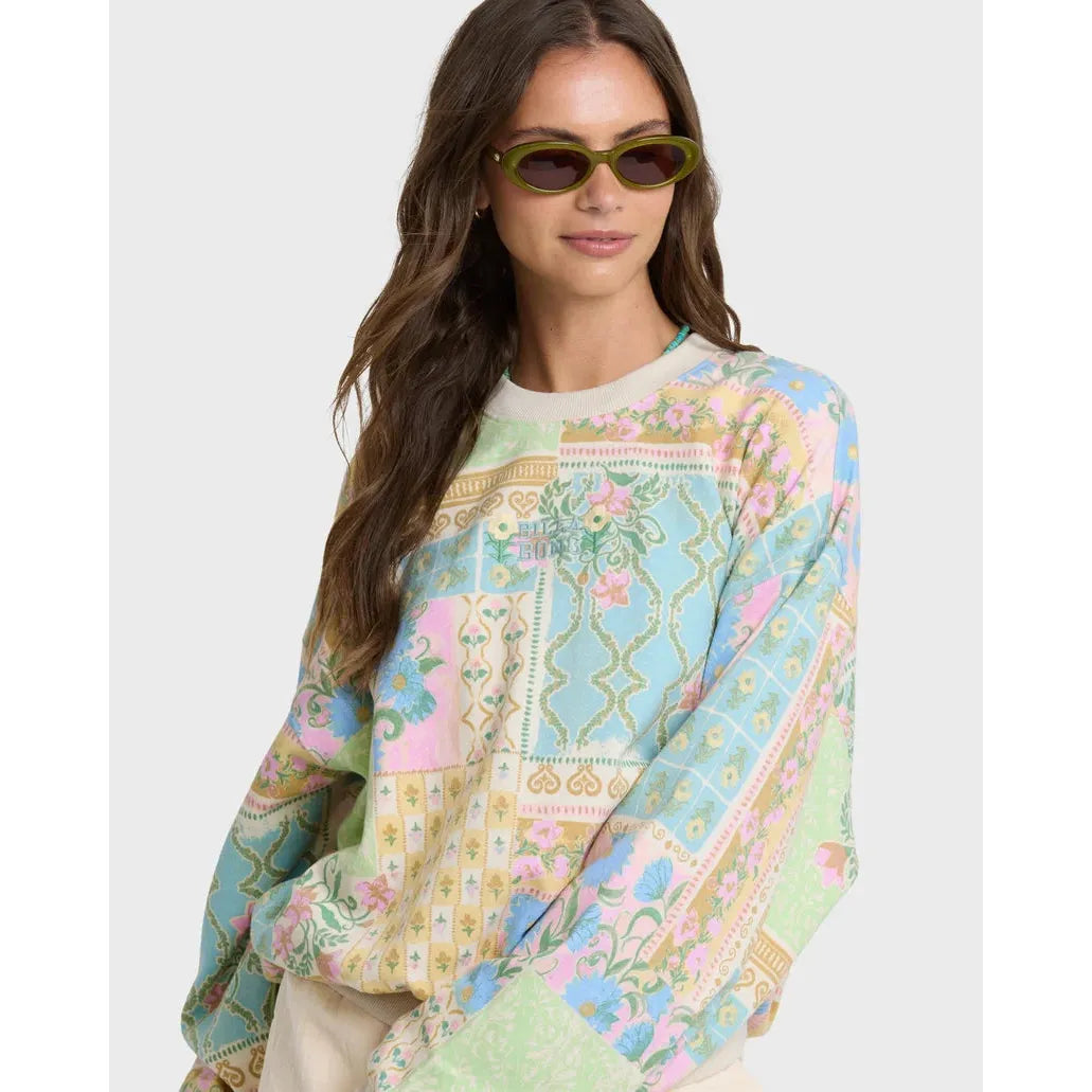 Billabong patchwork floral pattern sweatshirt