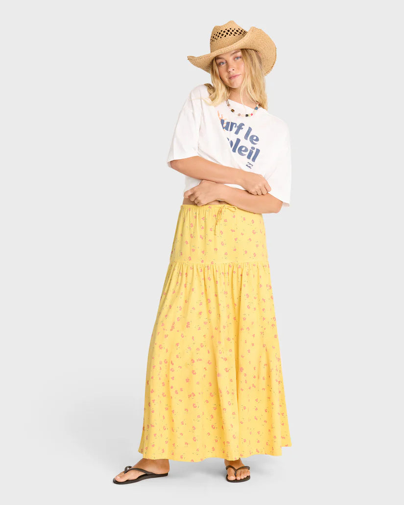 yellow floral Billabong Maxi Skirt