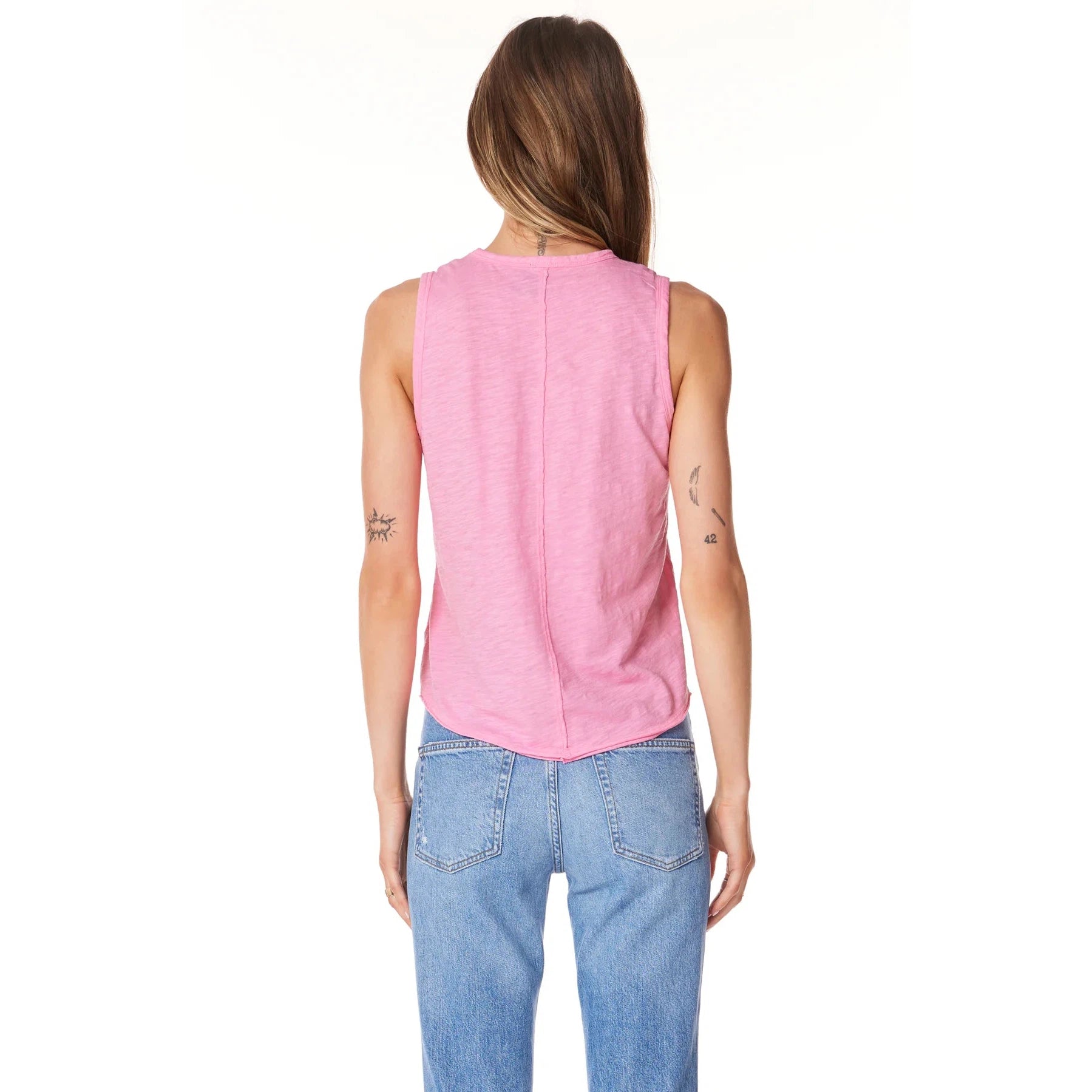 Bobi V Neck Seam Detail Tank || Cotton Candy