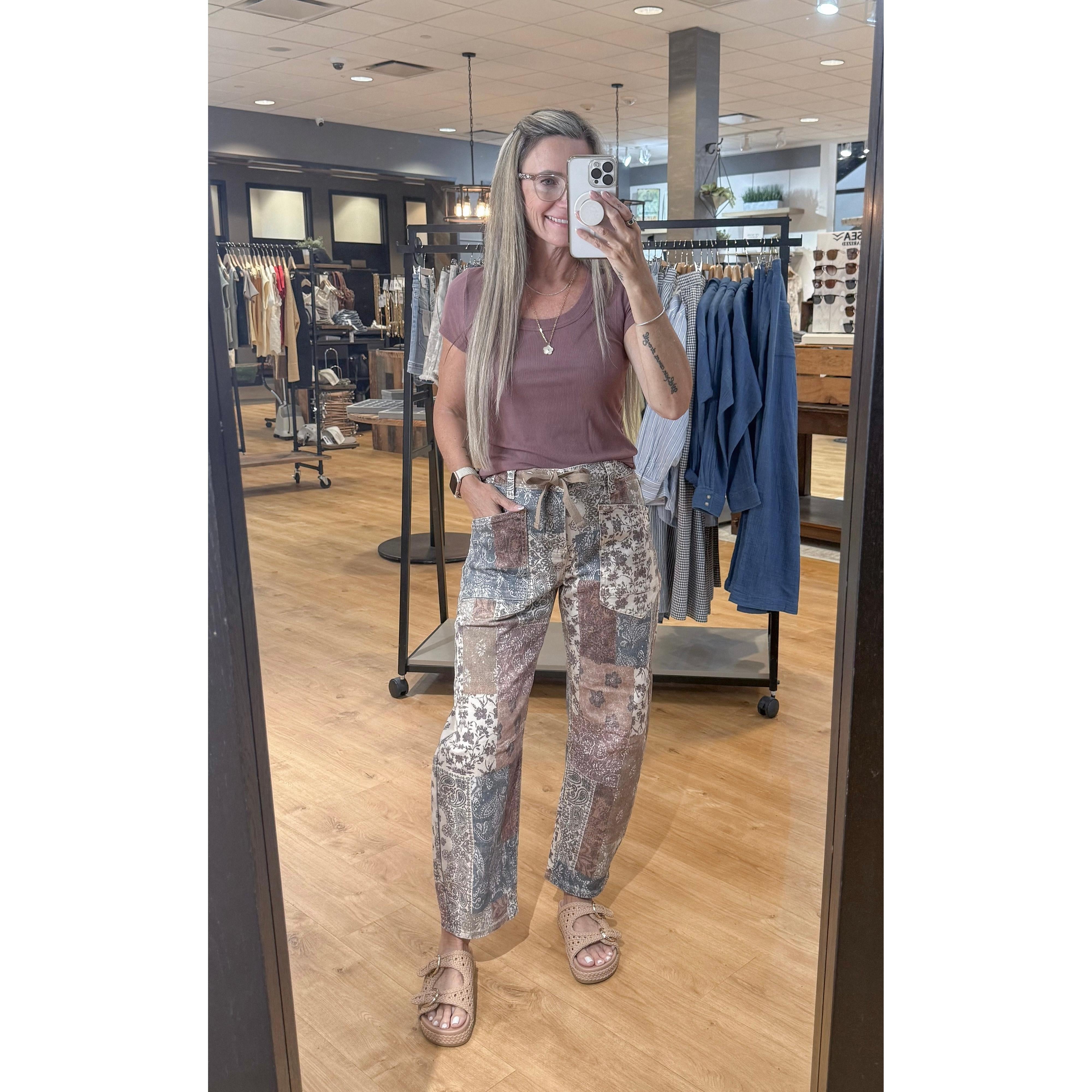 Risen Patchwork Jeans