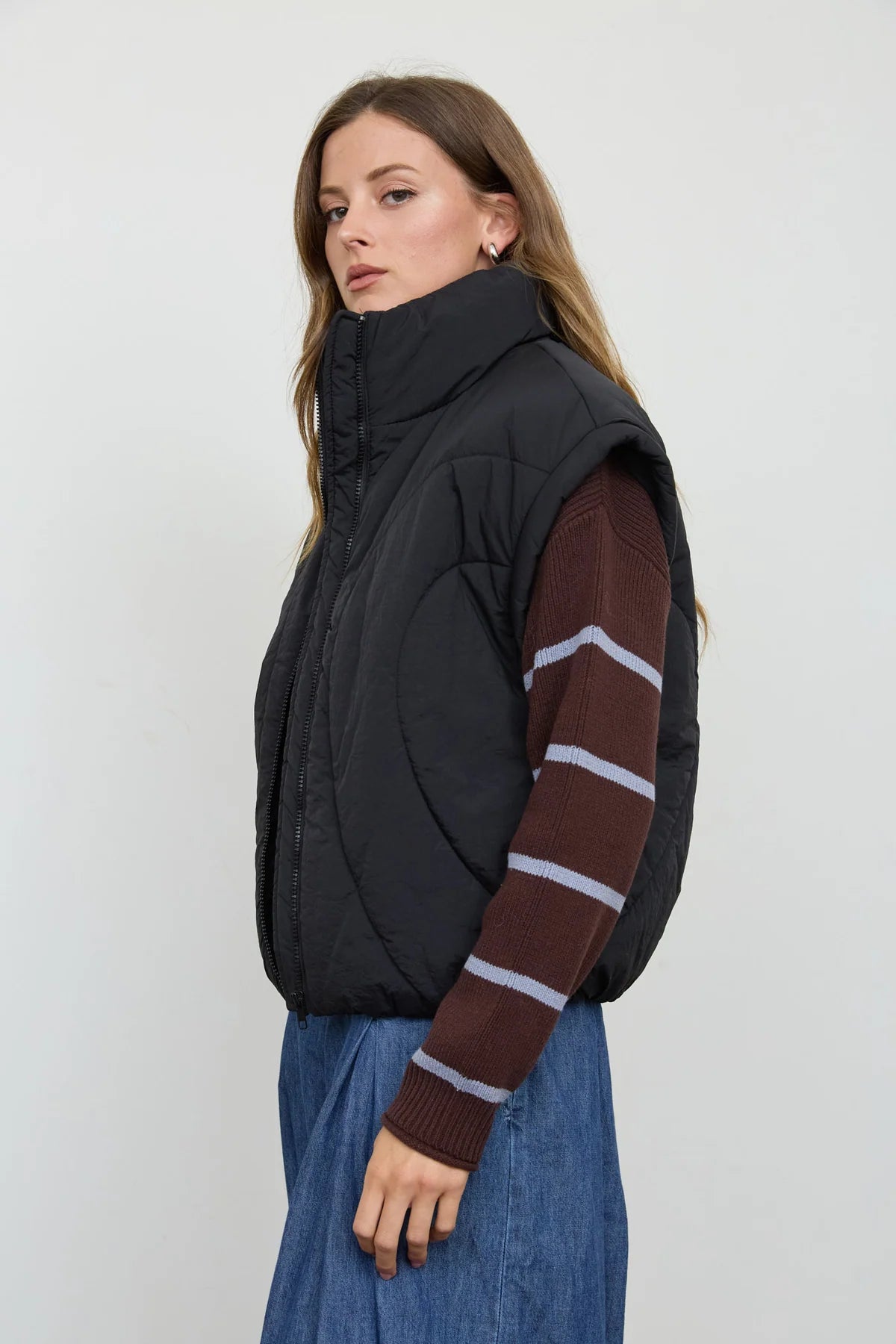 Quilted Mock Neck Puffer Vest