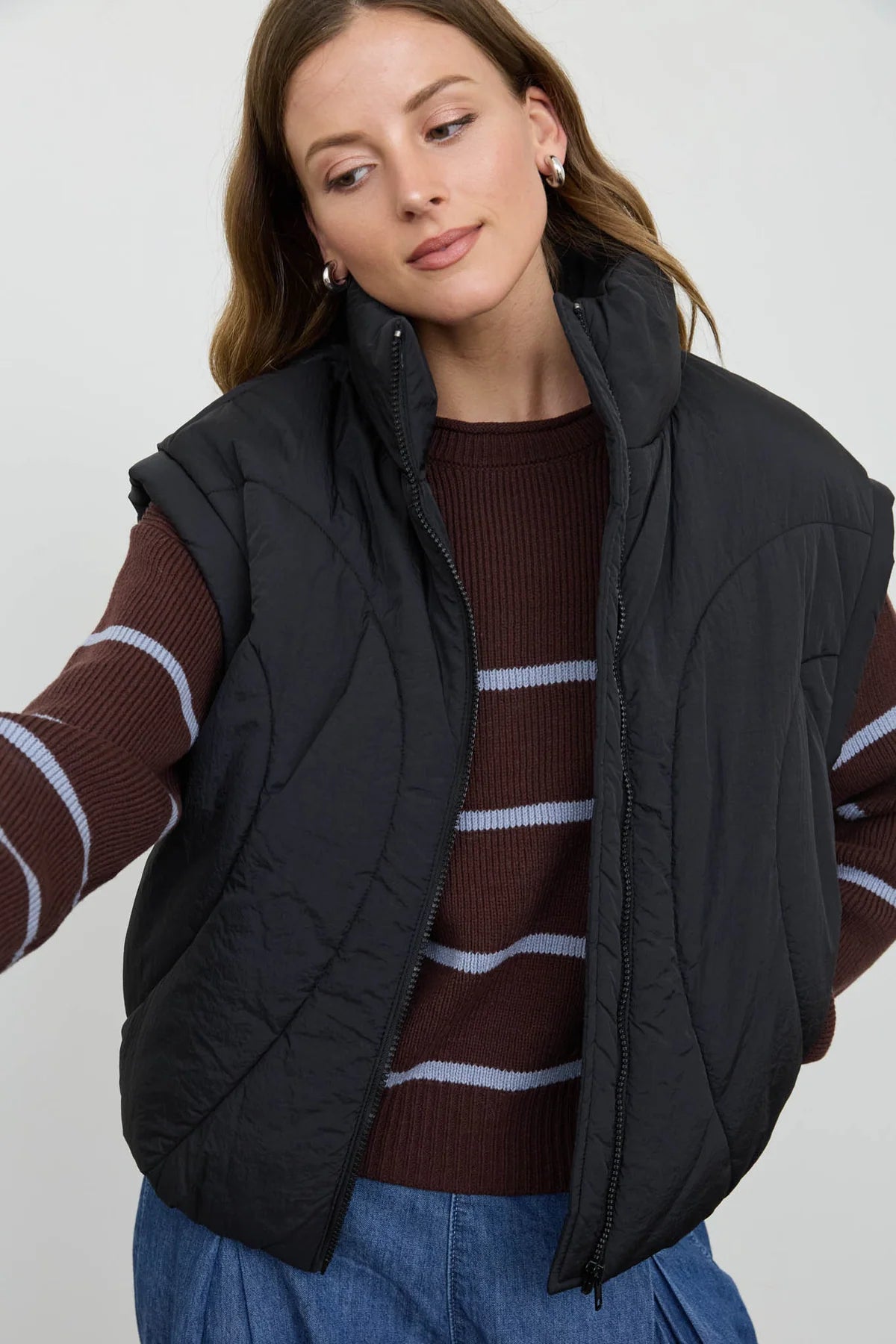 Quilted Mock Neck Puffer Vest