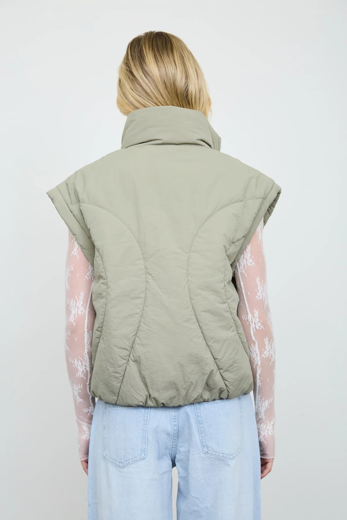 Quilted Mock Neck Puffer Vest