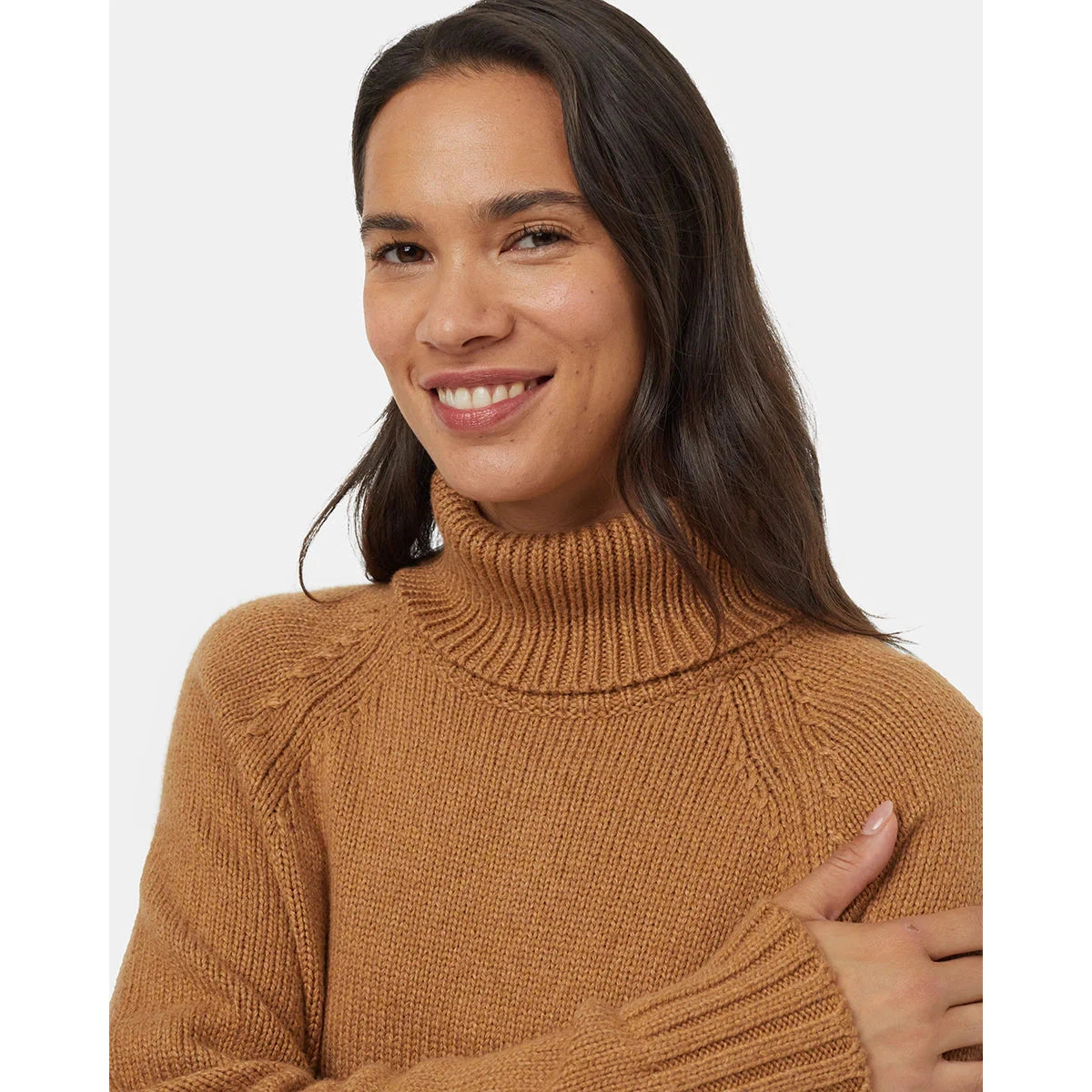 Tentree Highline Wool Turtleneck Sweater || Camel Heather