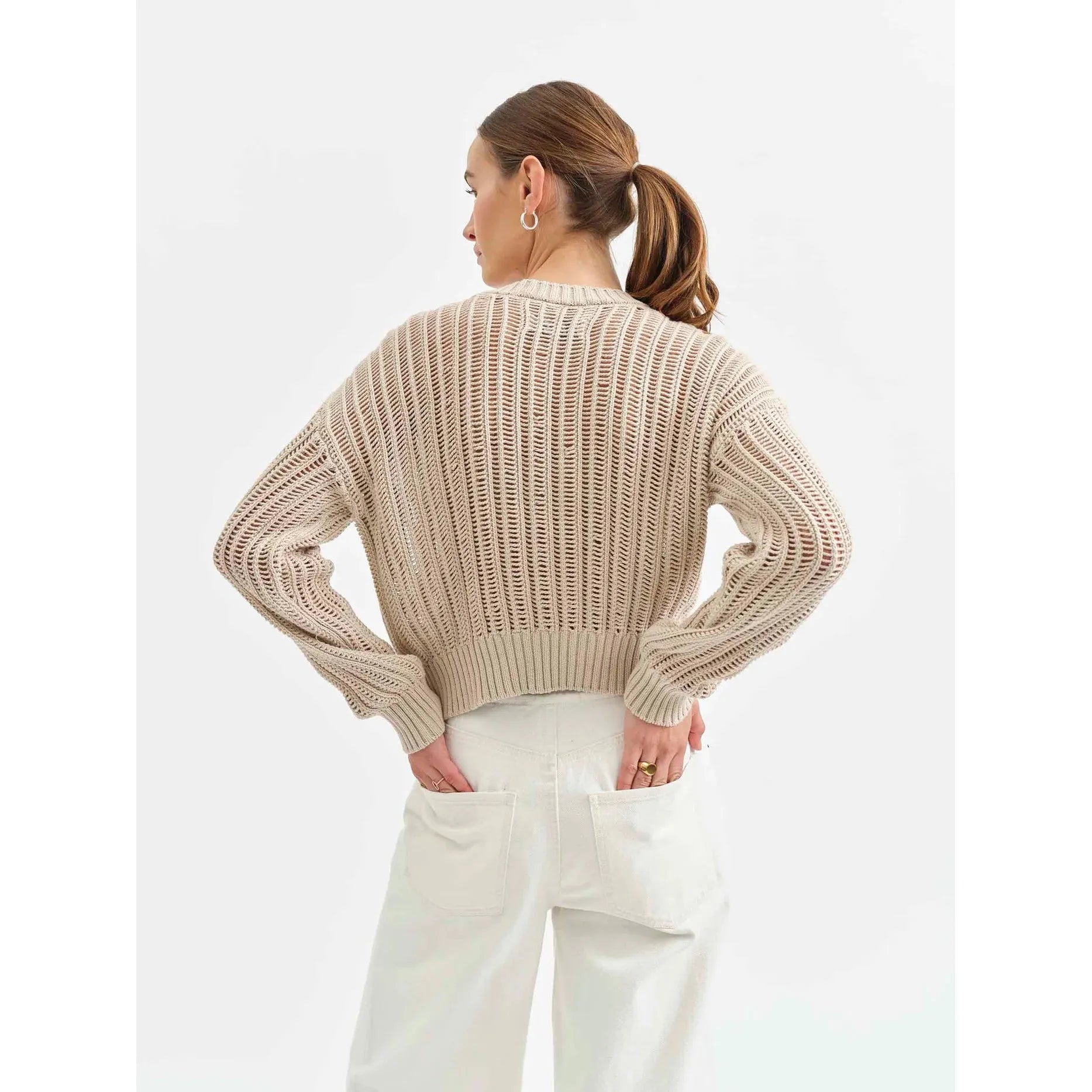 Daze Seaside Open Stitch Sweater || Sand