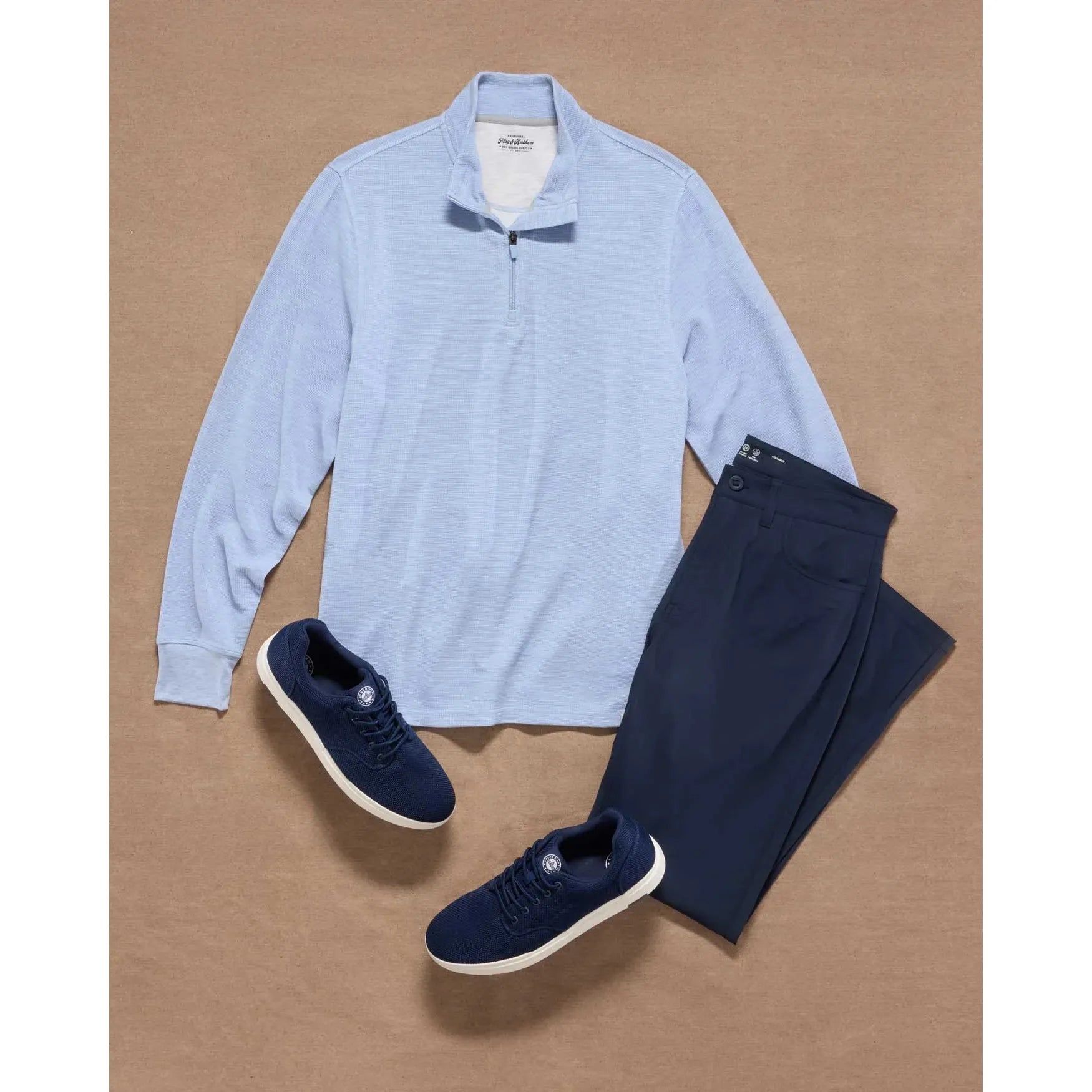 Flag & Anthem Summit Super Soft Waffle 1/4 Mock Neck || Light Blue Heather