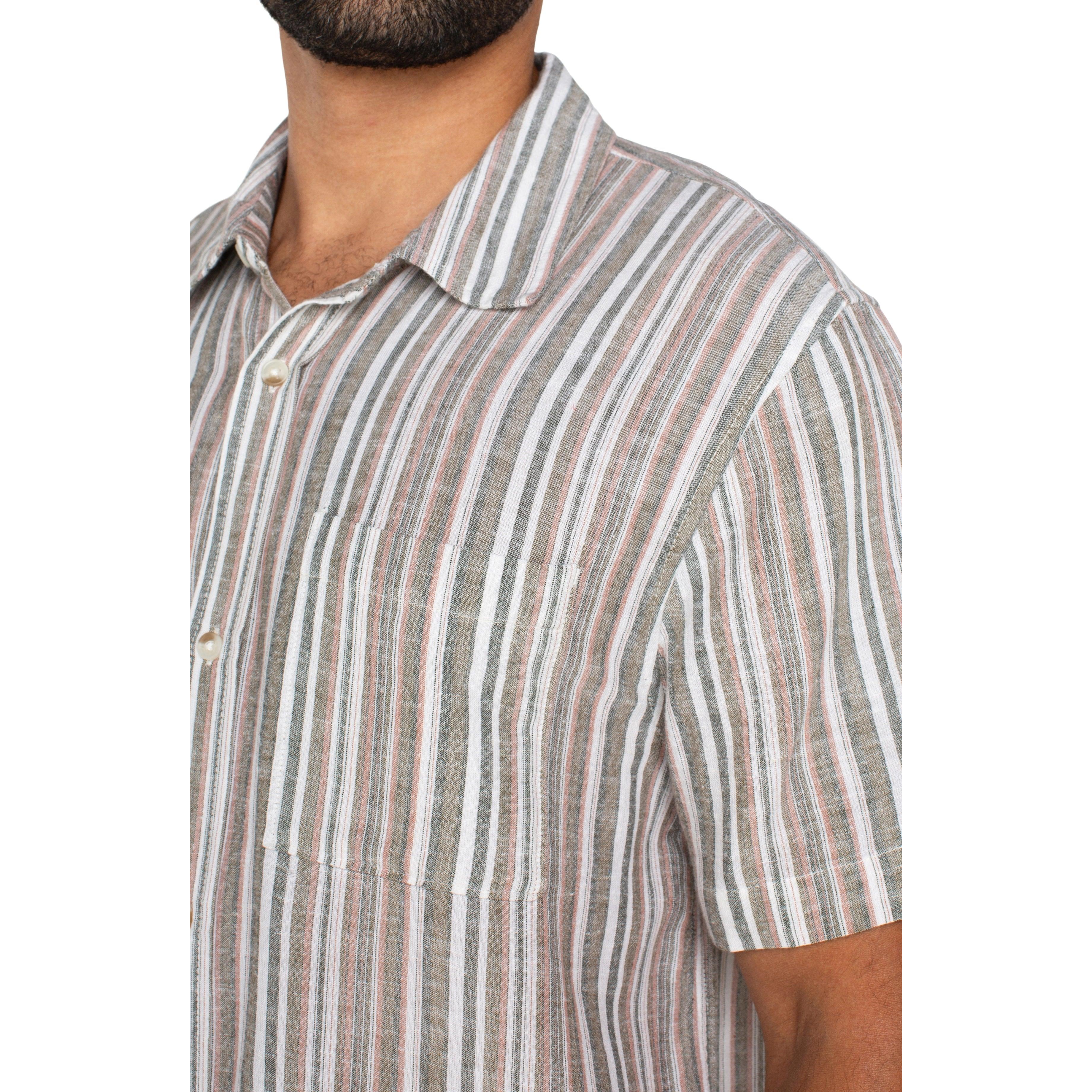 Liverpool Button Up Short Sleeve Shirt || Sage Multi