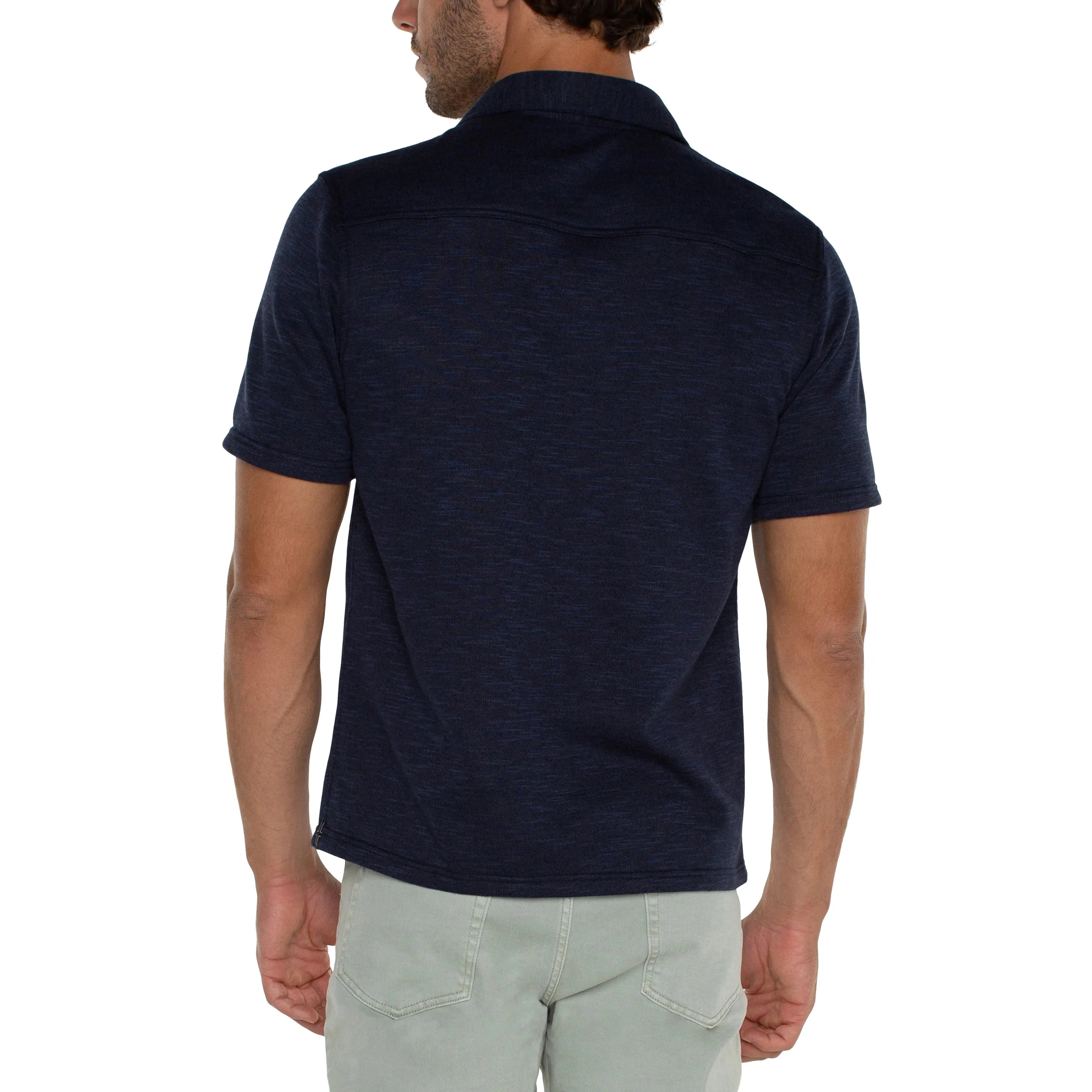 Liverpool Button Up Short Sleeve Shirt || Navy Blue Multi