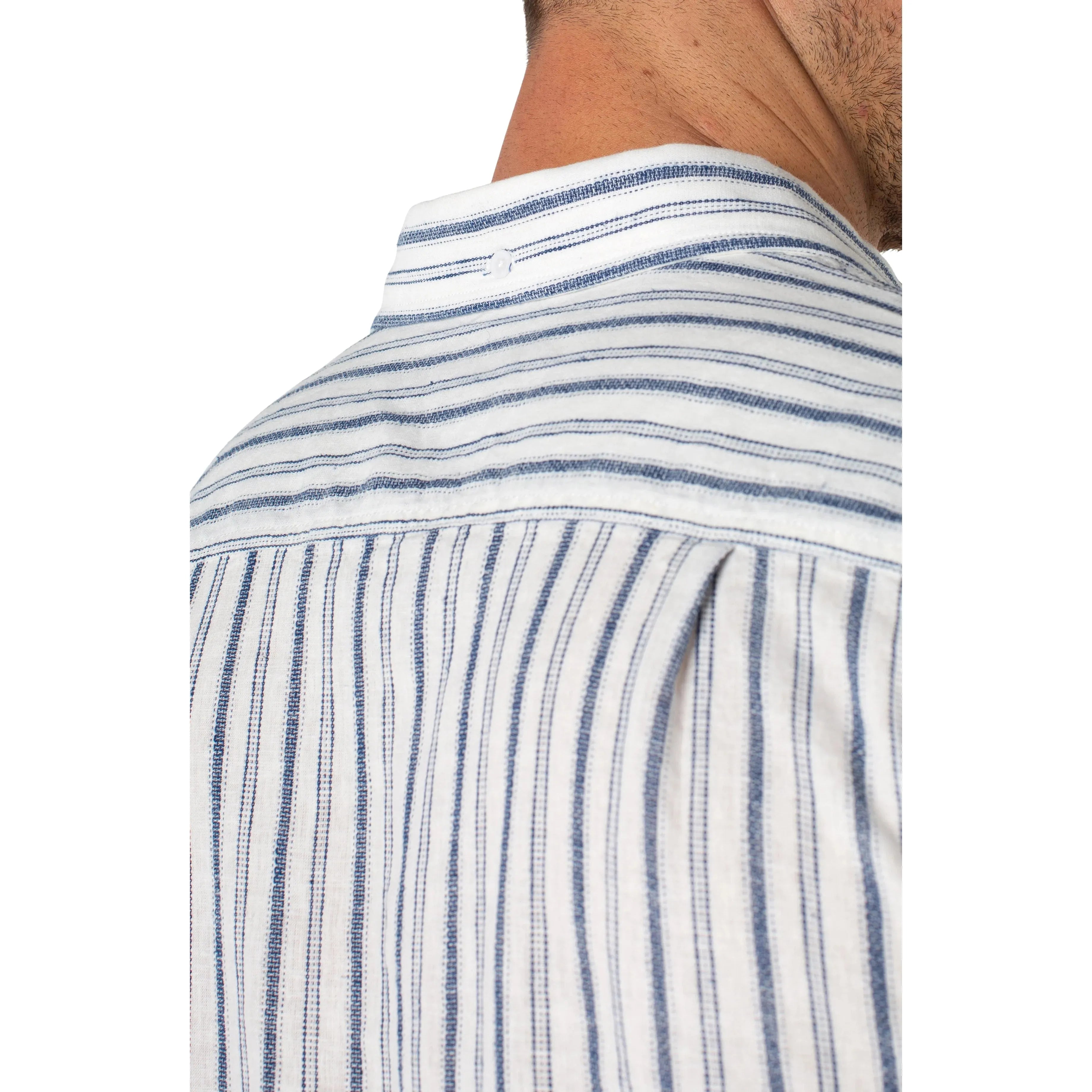 Liverpool Short Sleeve Button Up Shirt || White/Navy