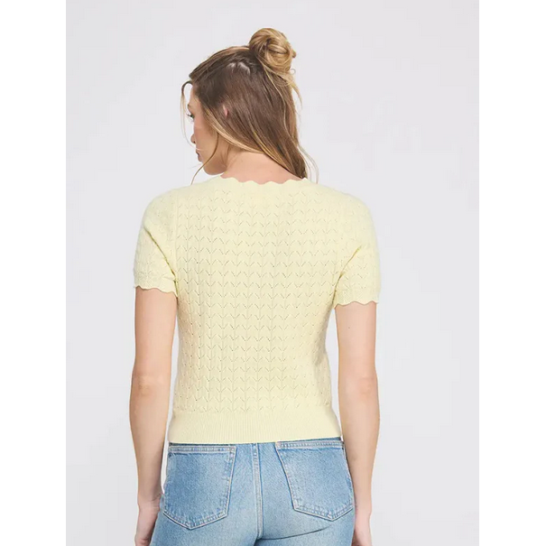 Pointelle Knit Scallop Sweater || Butter Yellow