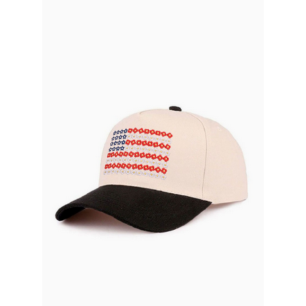 Star & Floral Stripe American Flag Hat || Black