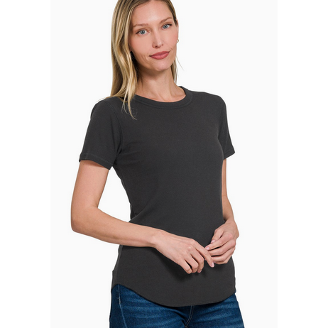 round hem ribbed t-shirt