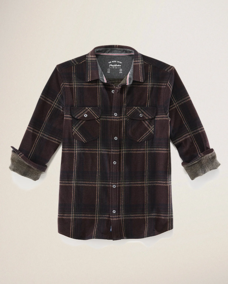 Flag & Anthem Elba Long Sleeve Hero Knit Flannel || Burgundy/Navy