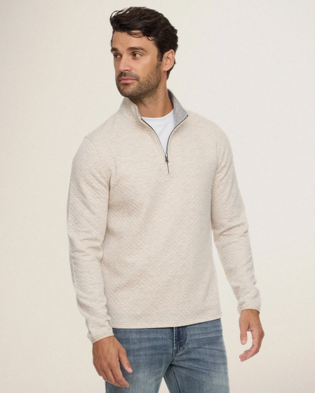 Flag & Anthem Bradner Super Soft Quilted 1/4-Zip Pullover  || Oatmeal Heather