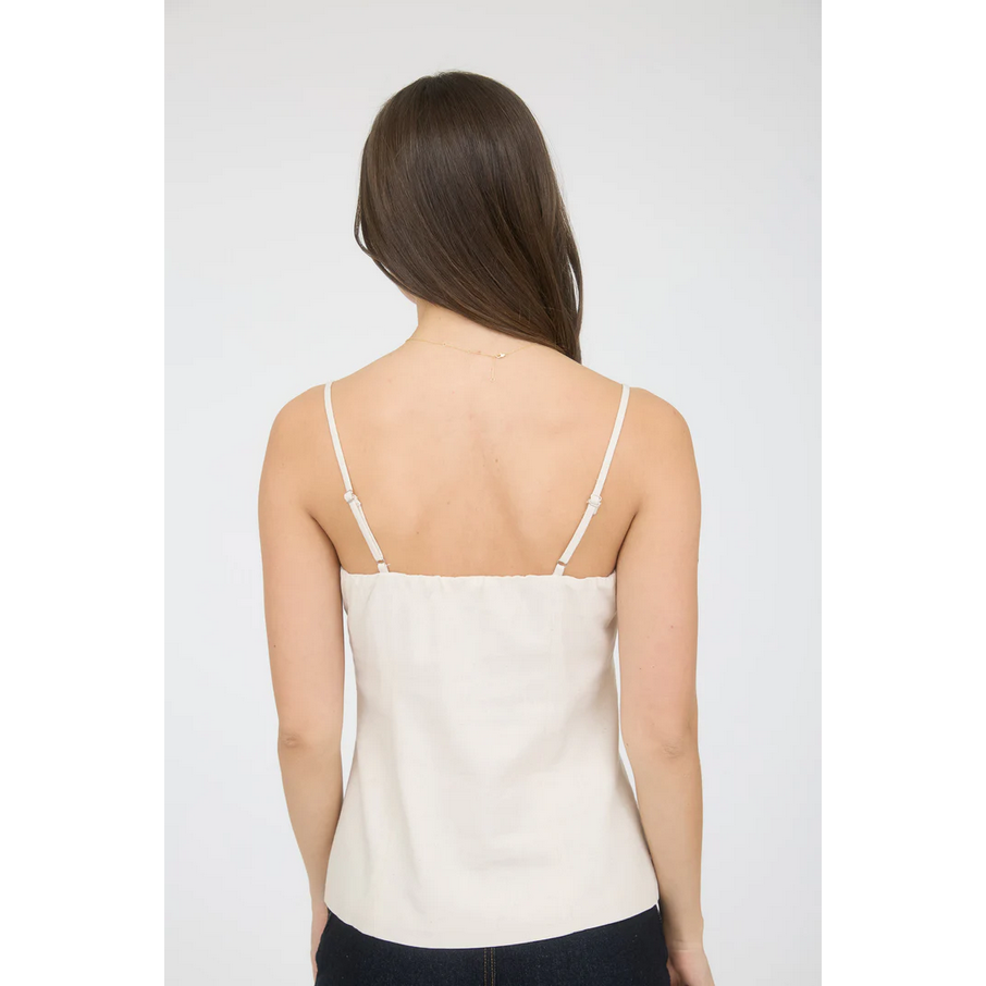 Spaghetti Strap Button Down Linen Top