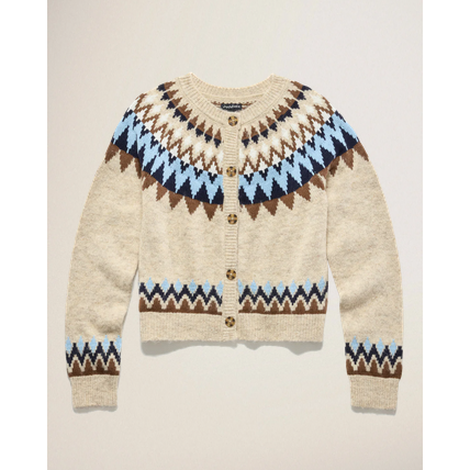 Flag & Anthem Odessa Fair Isle Cardigan || Oatmeal/Navy Heather