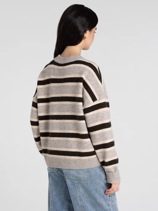 Thread & Supply Montgomery Sweater || Grey/Brown Stripe