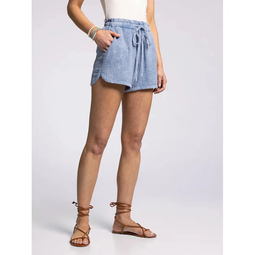 Thread & Supply Elastic Waist Drawstring Shorts || Blue Denim